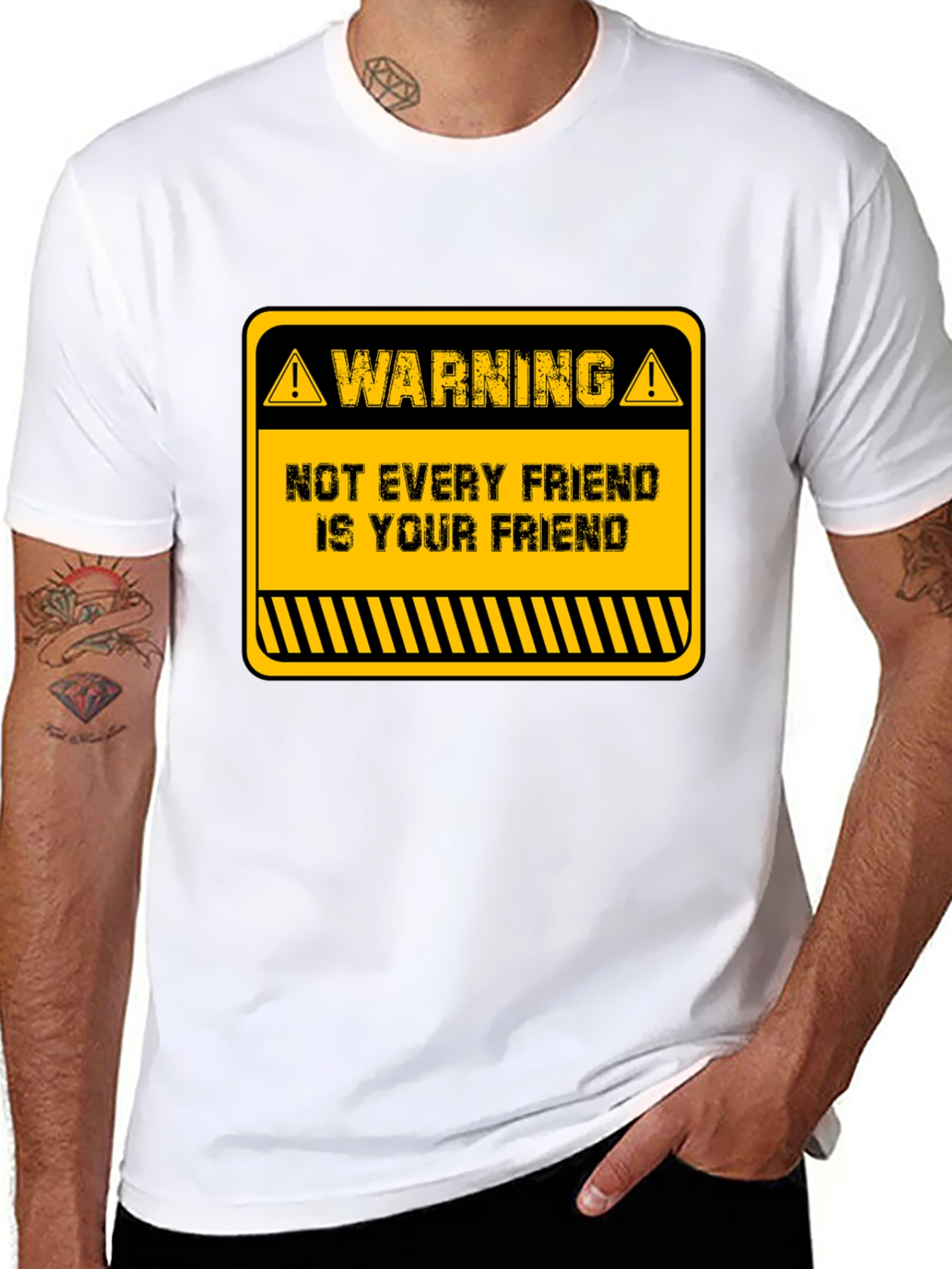 Black Warning Not Every Friend T-Shirt - Funny Graphic Tee view 8
