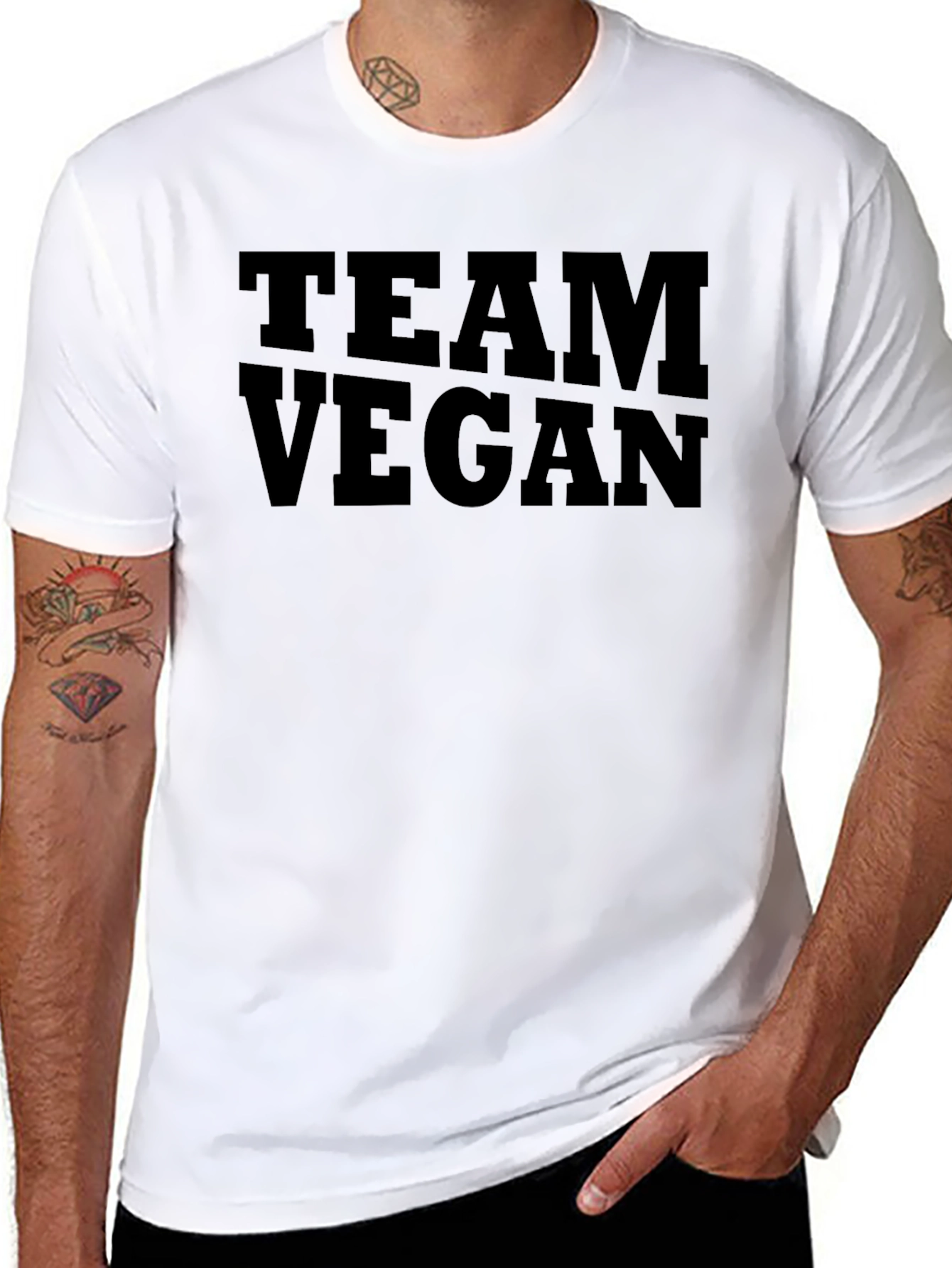 Black Team Vegan Graphic T-Shirt - Black Veganism Tee view 8