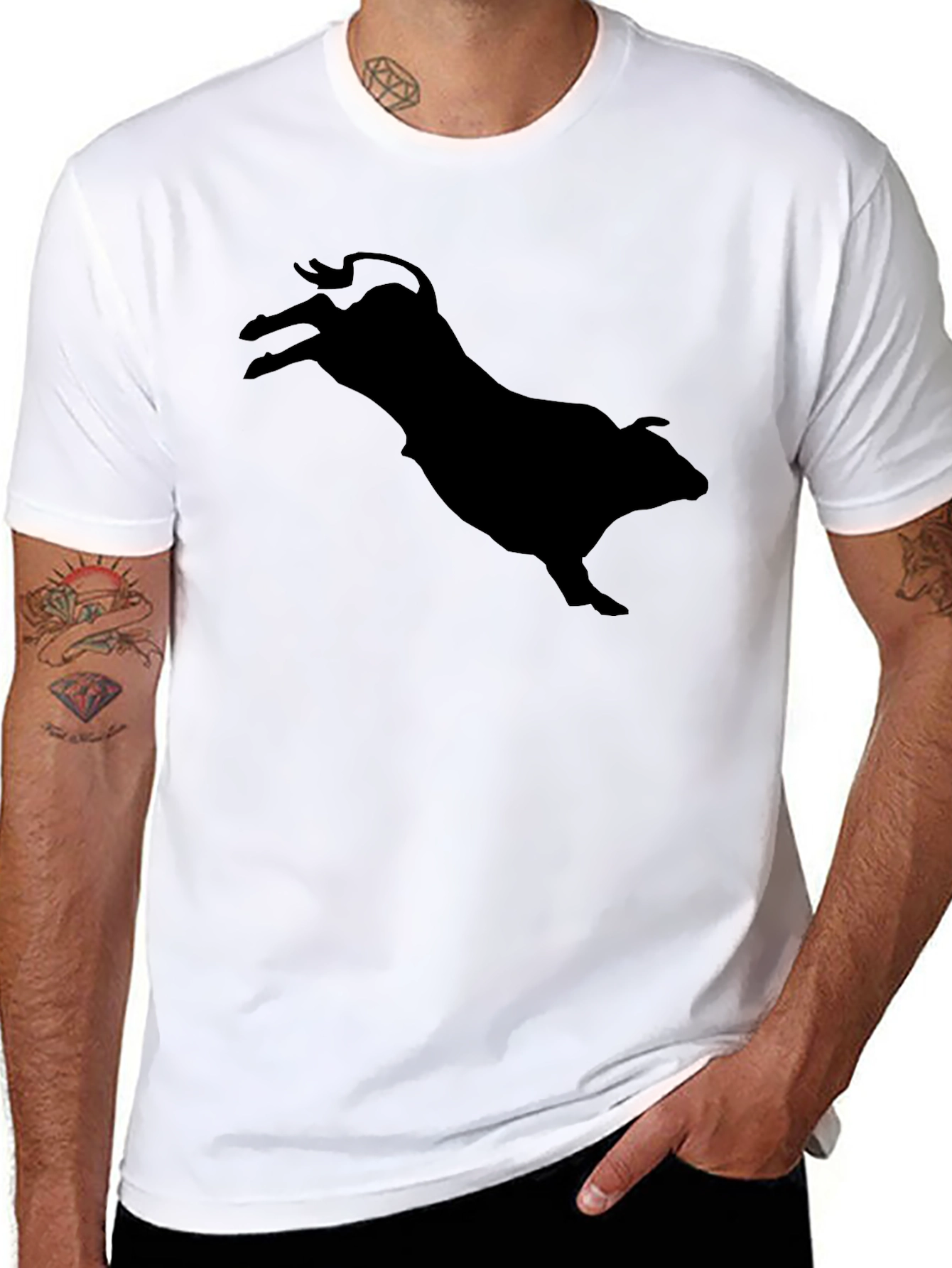 Black Black Bull Silhouette Graphic Tee - Mens view 8