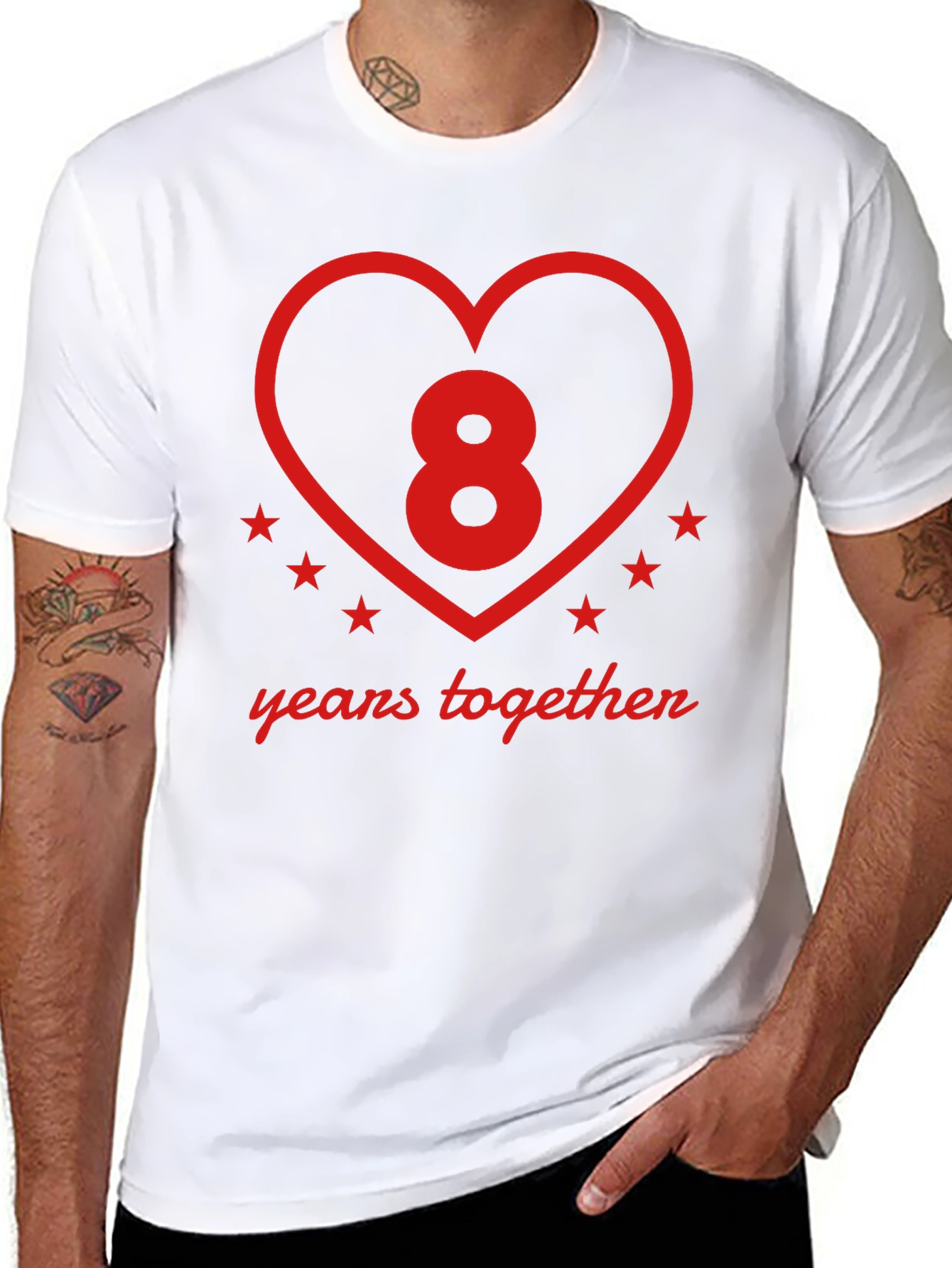 Black 8 Years Together Anniversary T-Shirt view 8