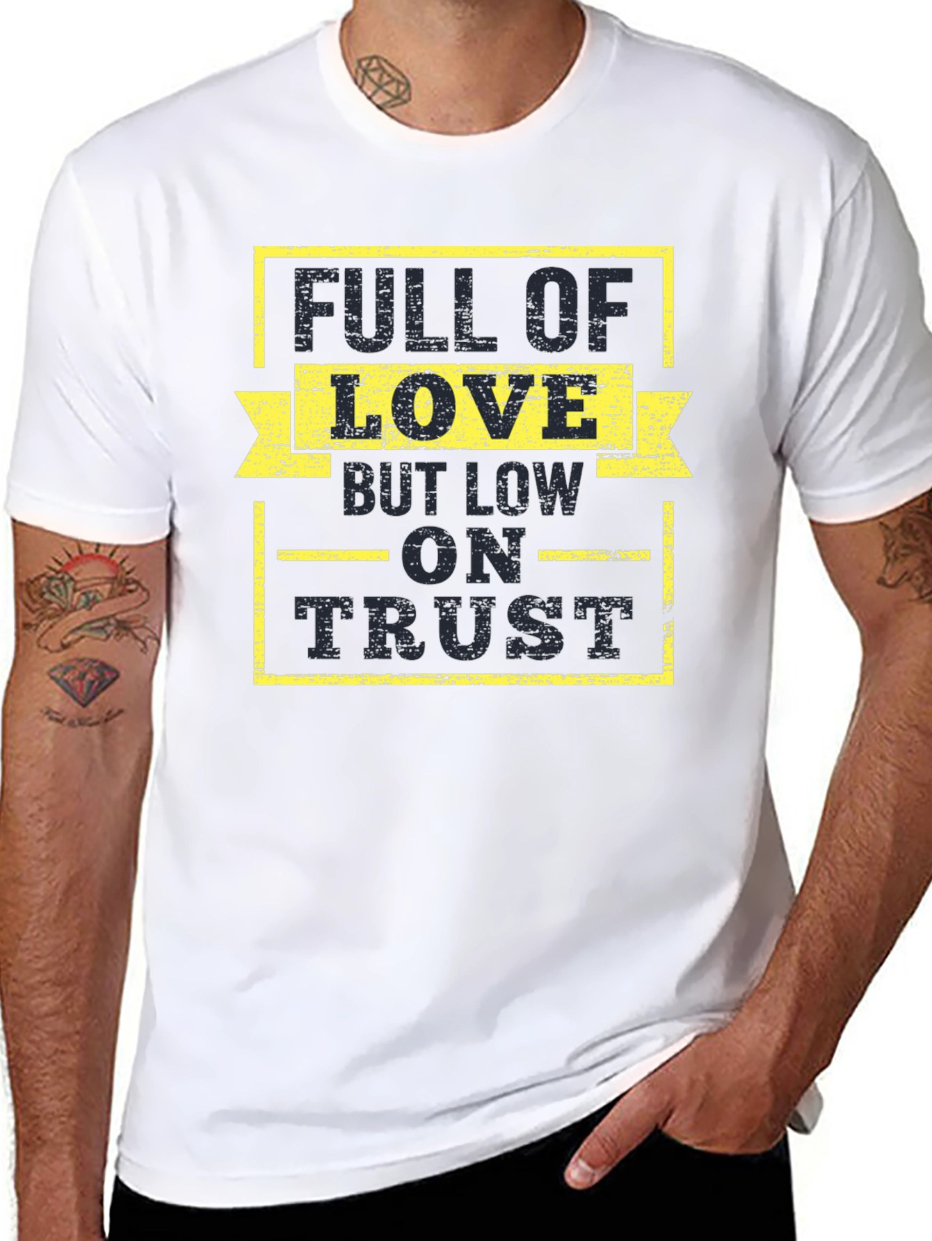 Black Full of Love, Low on Trust Graphic Tee view 8
