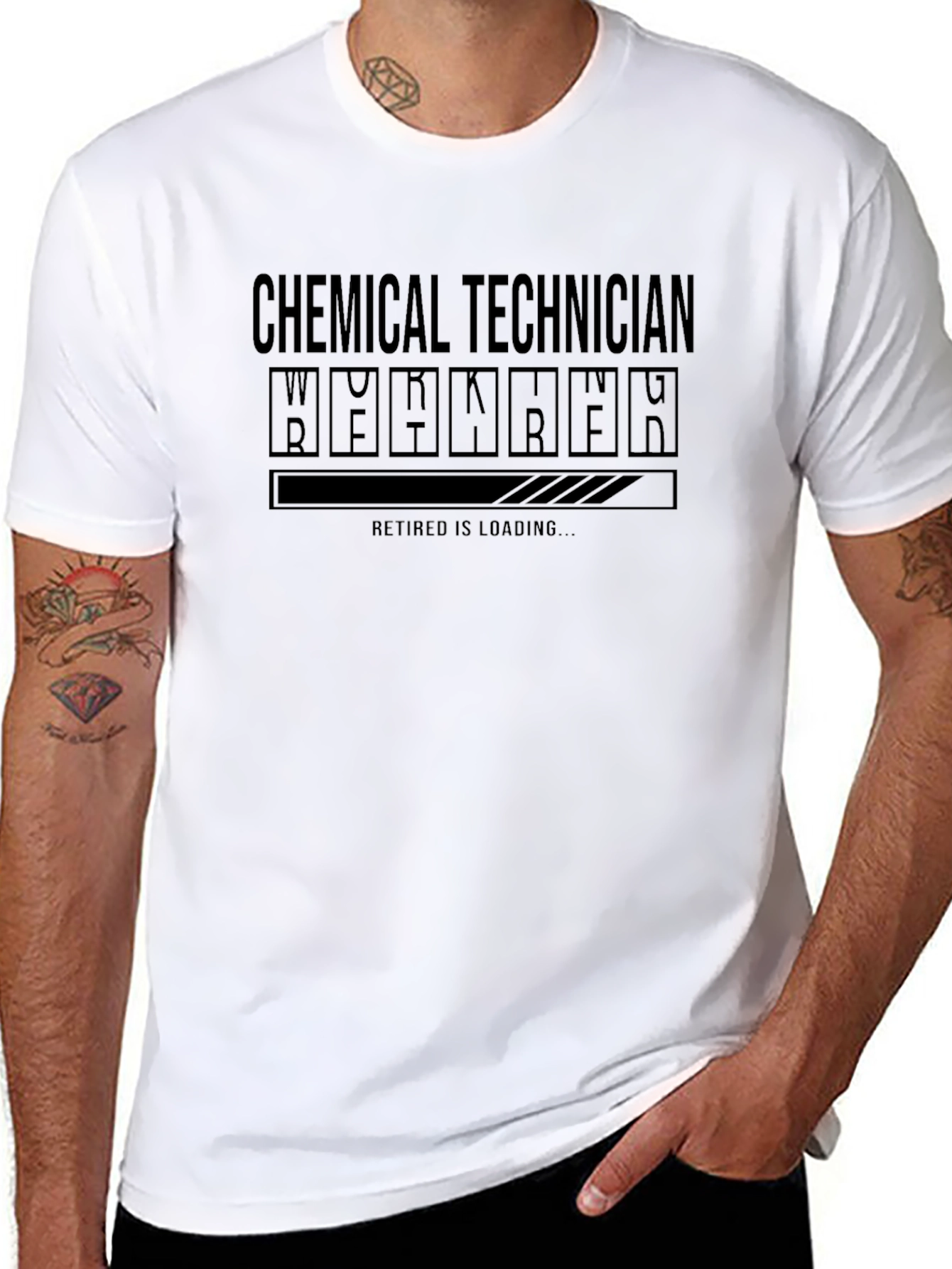 Black Chemical Technician Retirement Loading T-Shirt view 8