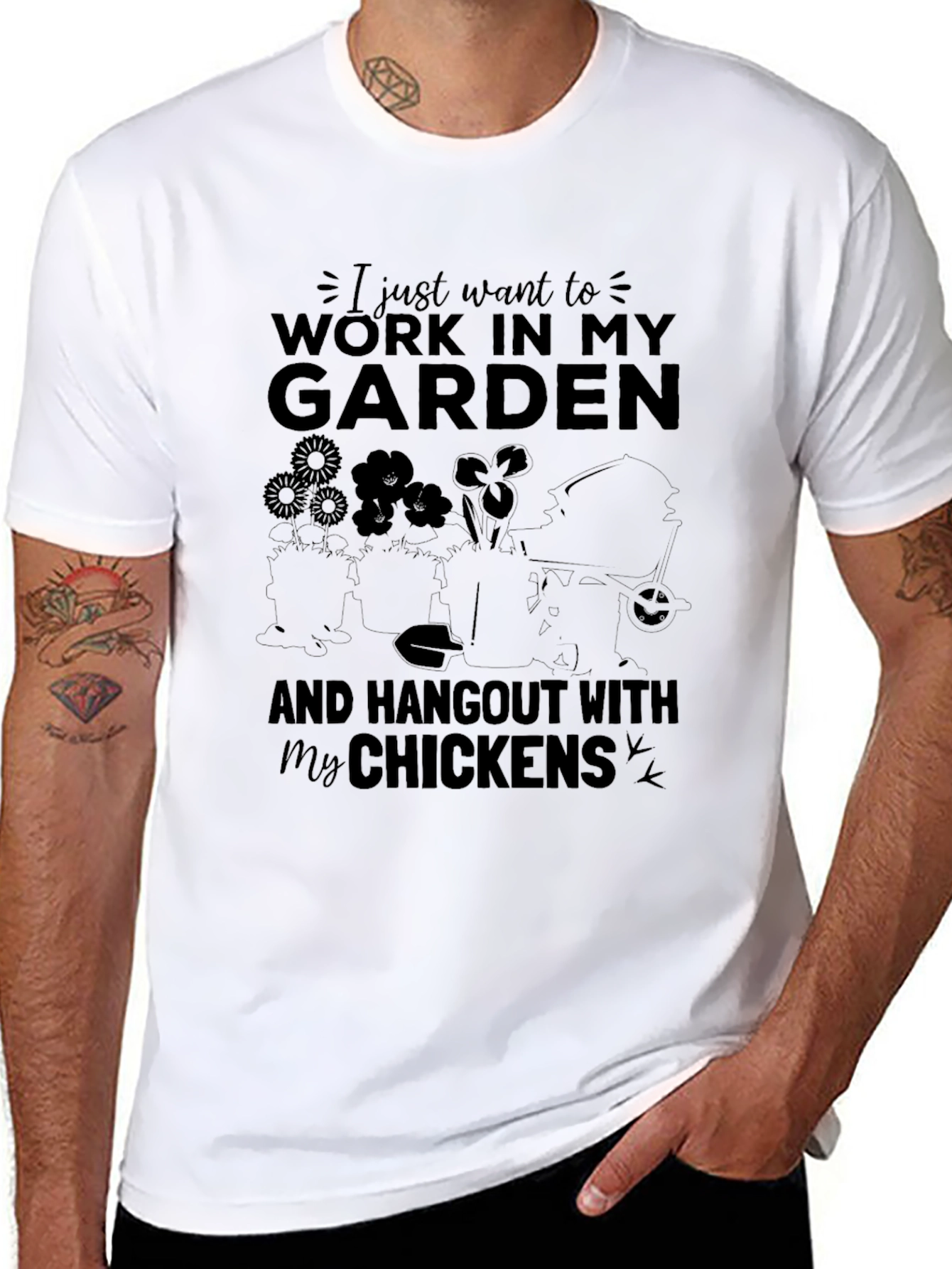 Work in My Garden T-Shirt - Gardening & Chickens - 8