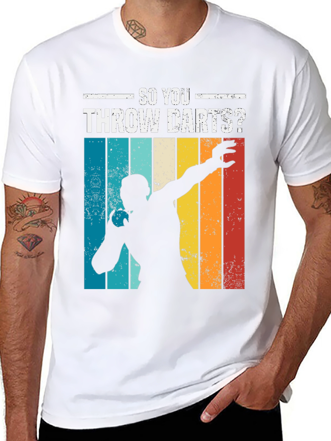 Black So You Throw Darts? Retro Style T-Shirt view 8