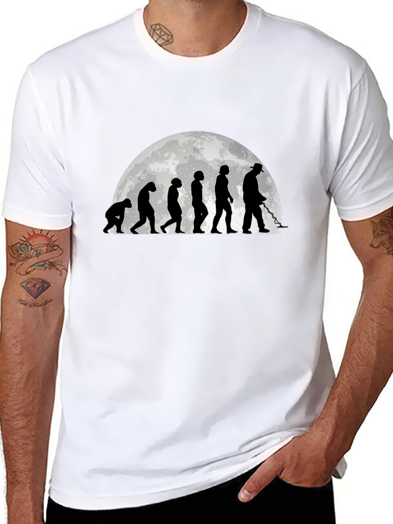 Black Evolution of Man Metal Detecting T-Shirt view 8