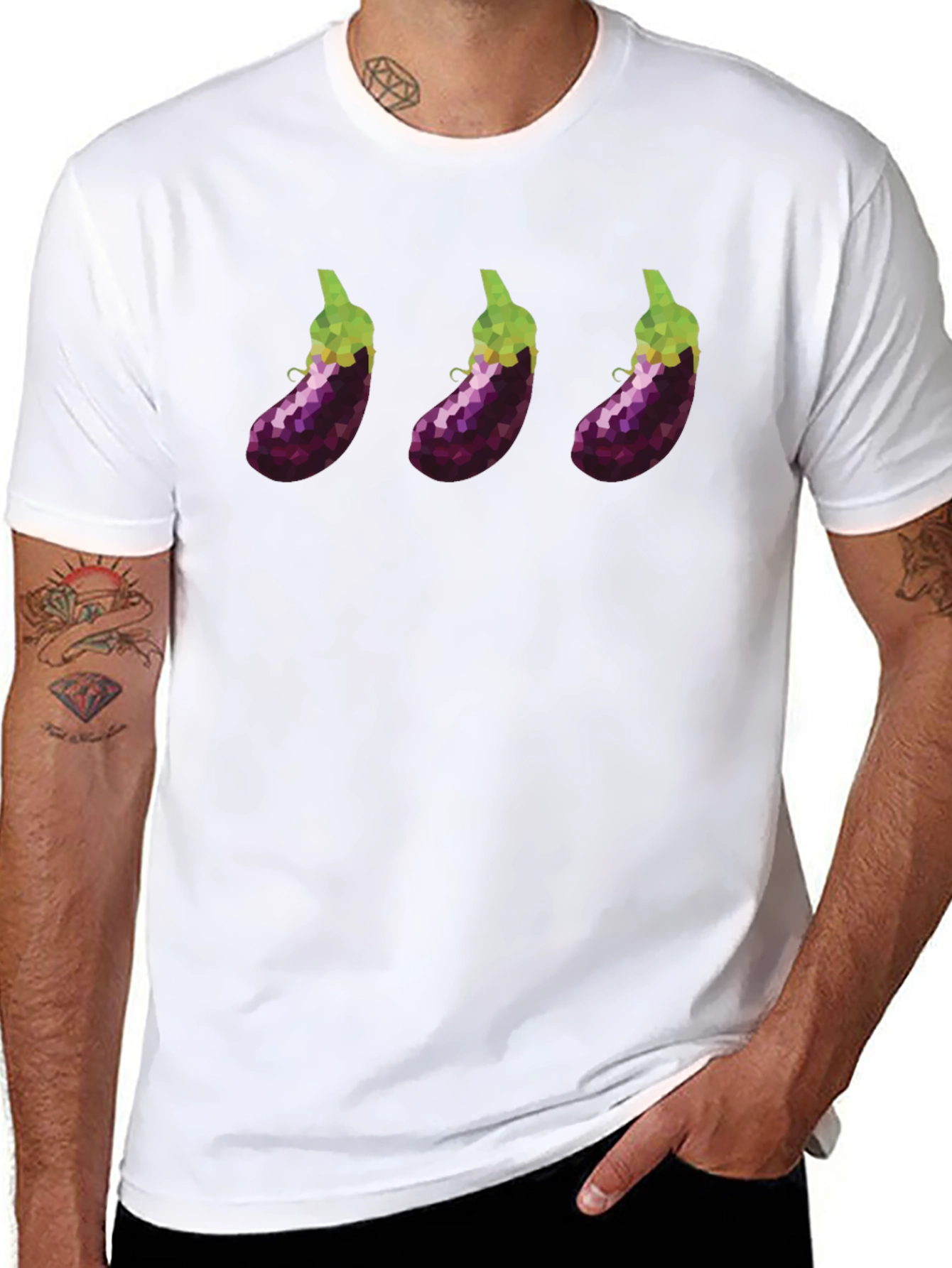 Eggplant Trio T-Shirt - Modern Graphic Tee - 8