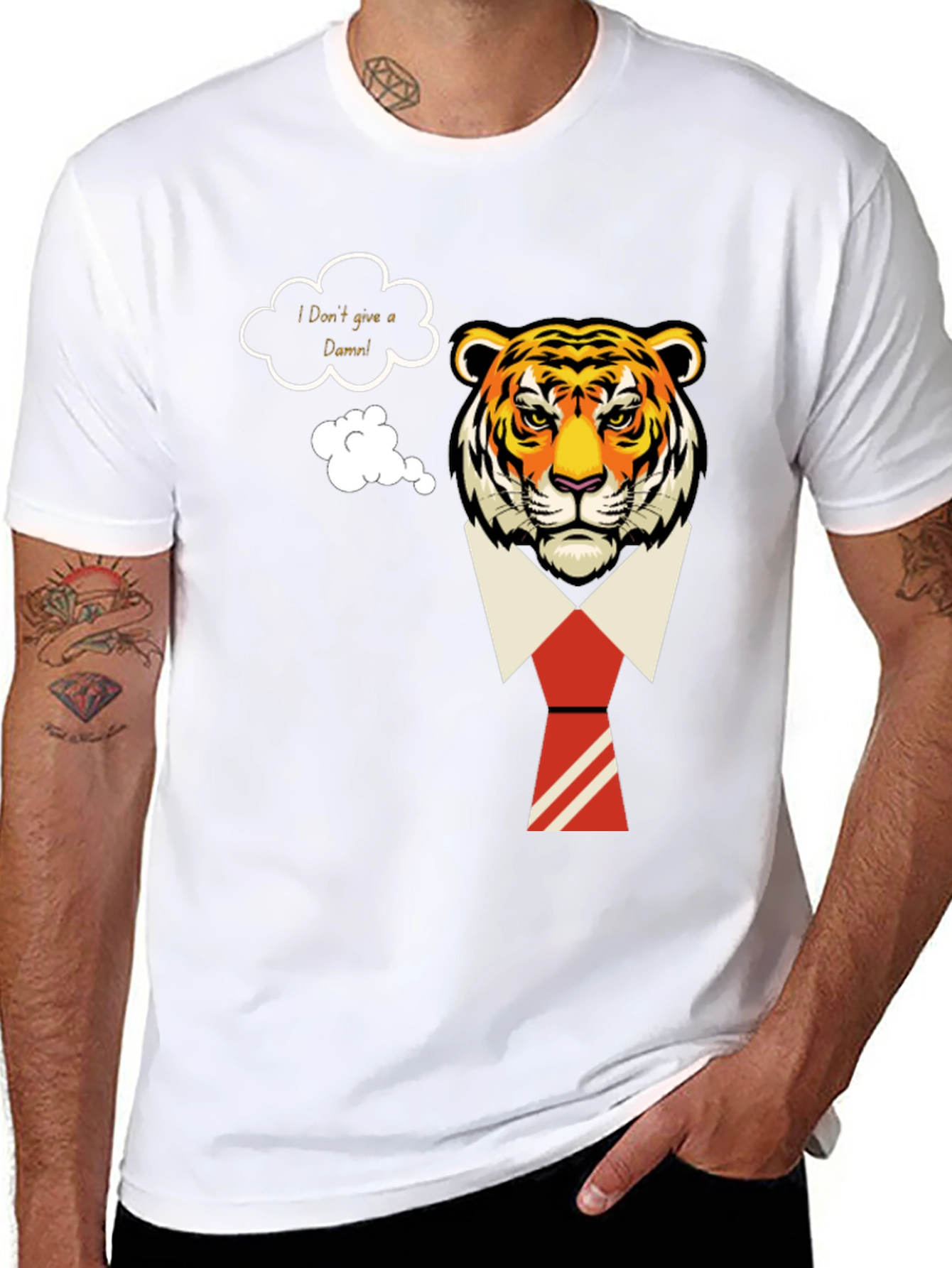 Black I Don't Give a Damn Tiger T-Shirt view 8
