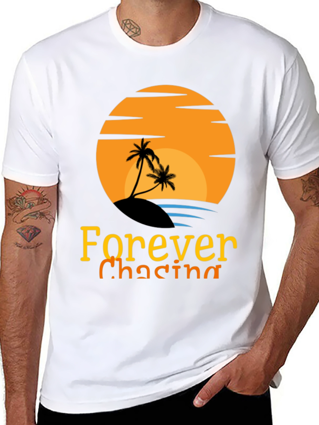 Black Forever Chasing Sunset Black Graphic Tee view 8