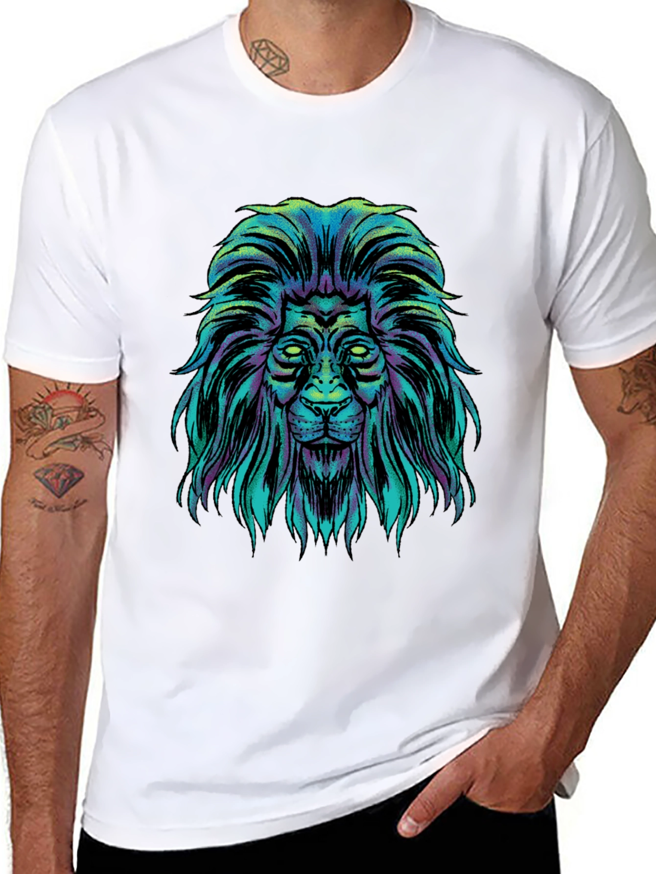 Black Lion Graphic Black T-Shirt view 8
