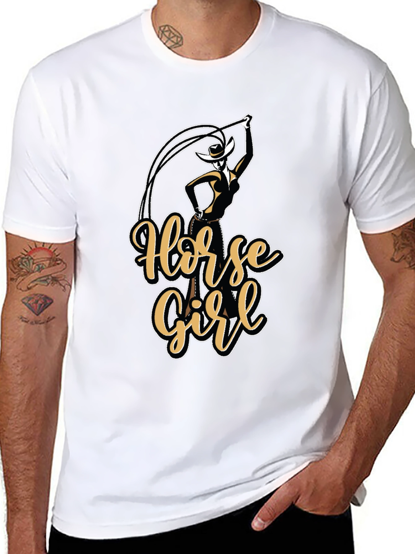 Black Horse Girl Graphic T-Shirt - Black view 8
