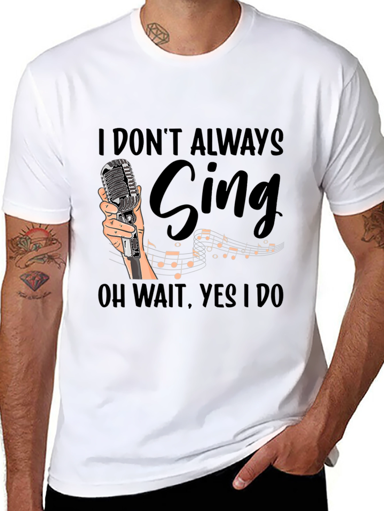 Black Funny Singer T-Shirt - I Don't Always Sing view 8