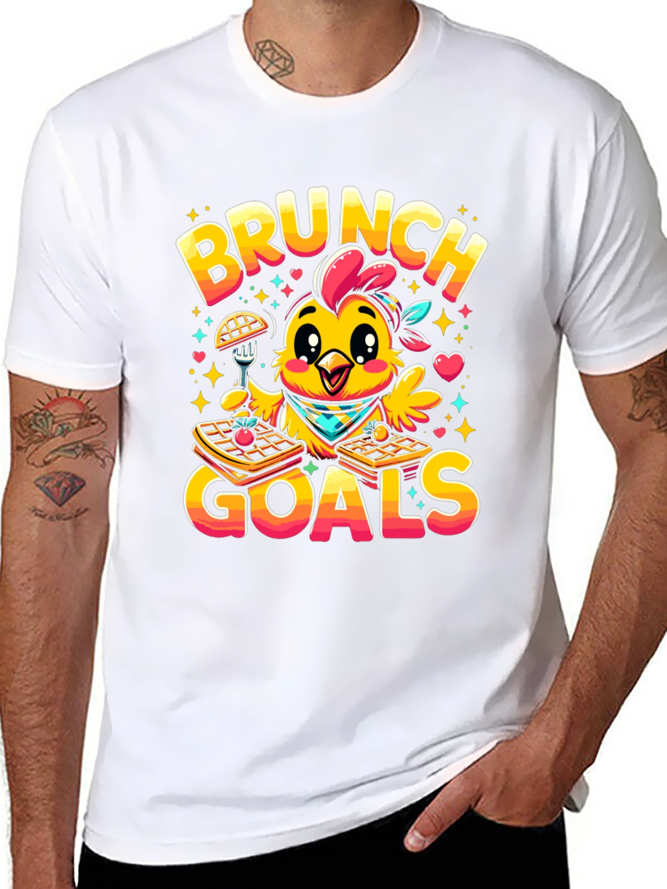 Black Brunch Goals Chicken Graphic Tee view 8