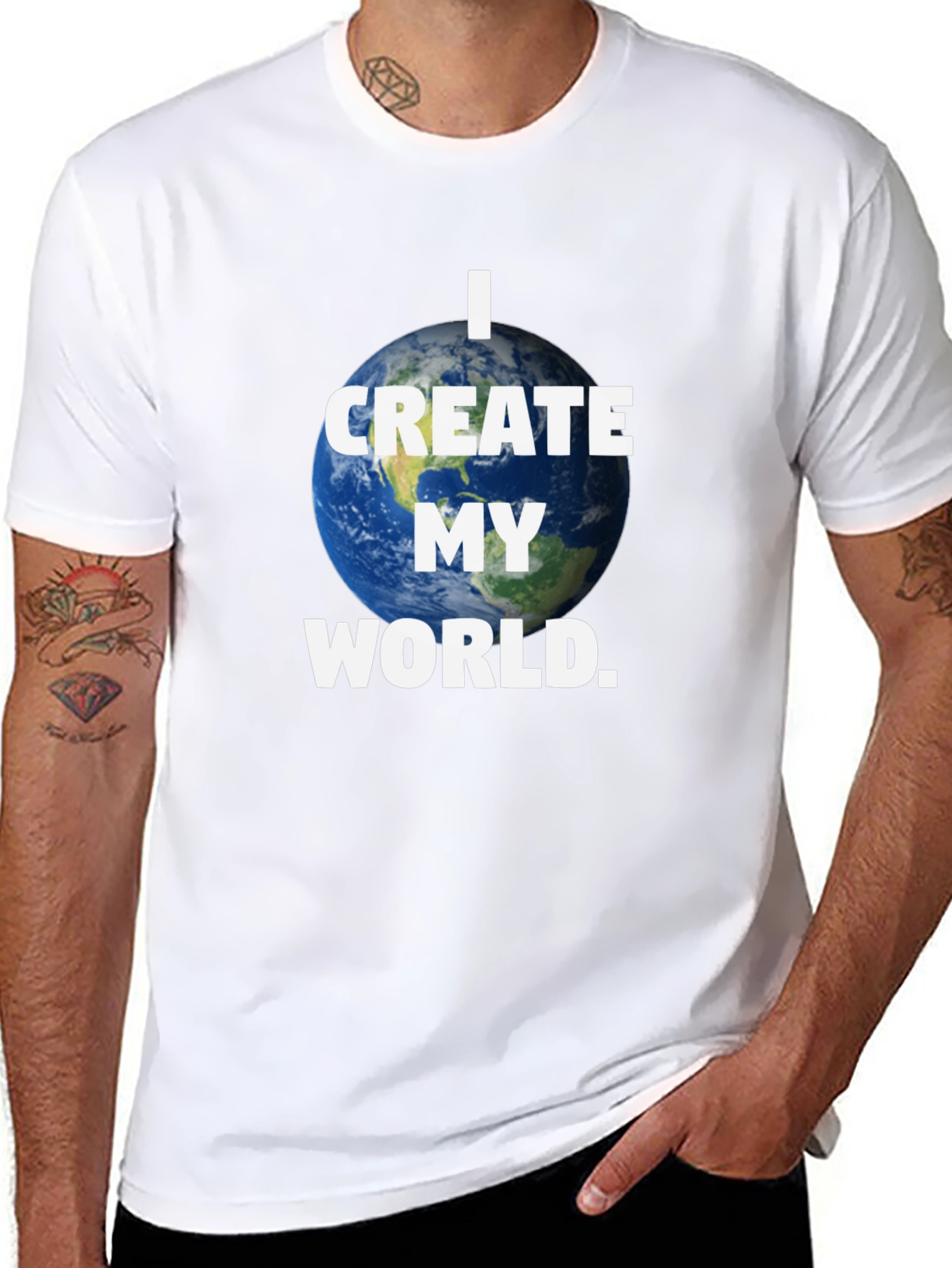 I Create My World Graphic Print Black T-Shirt - 8