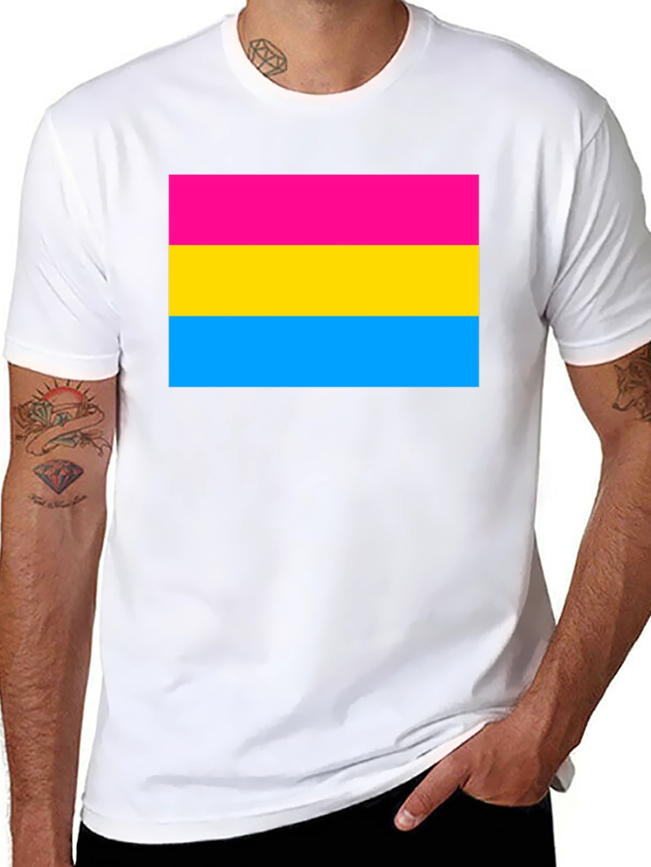 Black Pansexual Pride Flag T-Shirt view 8