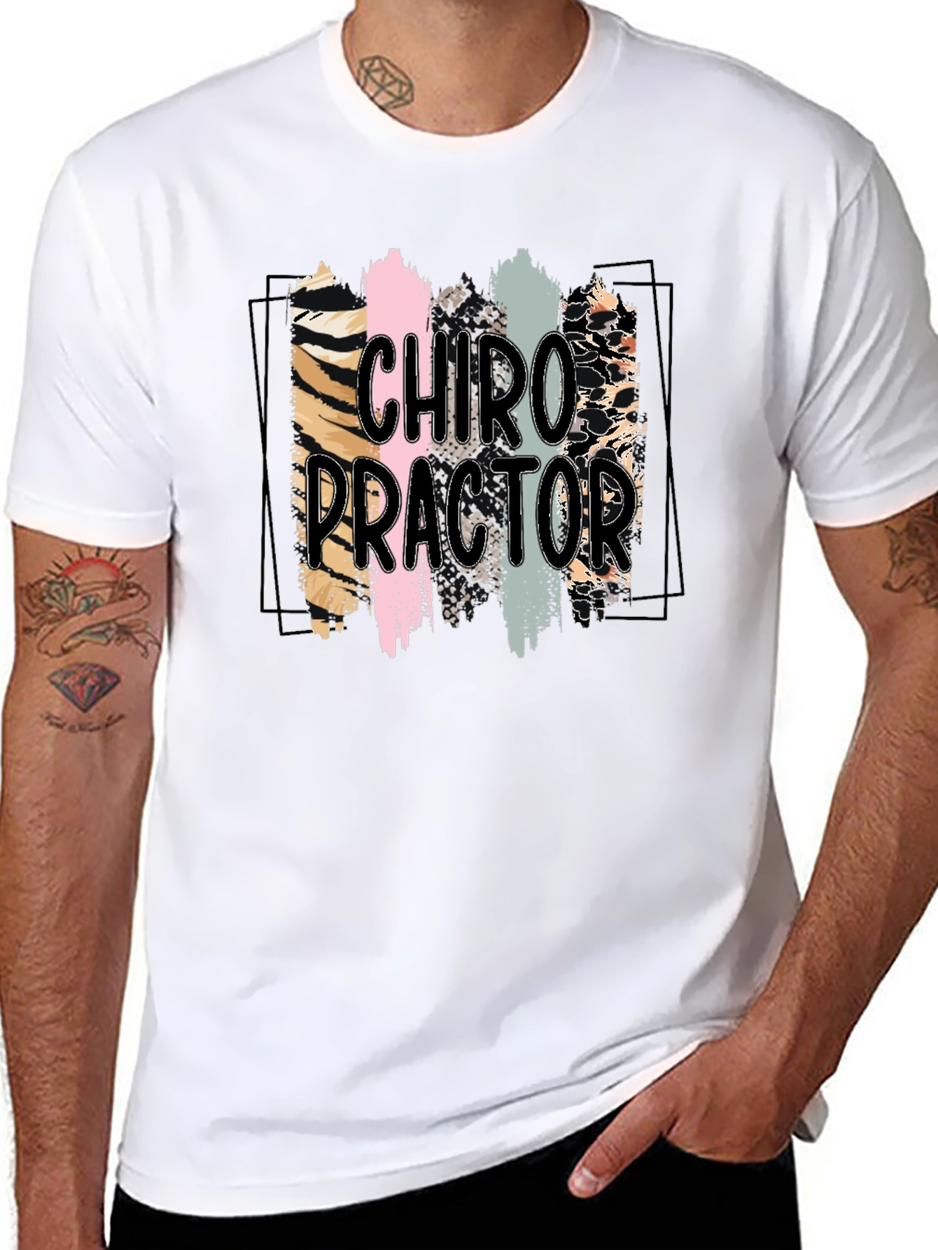 Black Chiropractor Brushstroke Graphic T-Shirt view 8