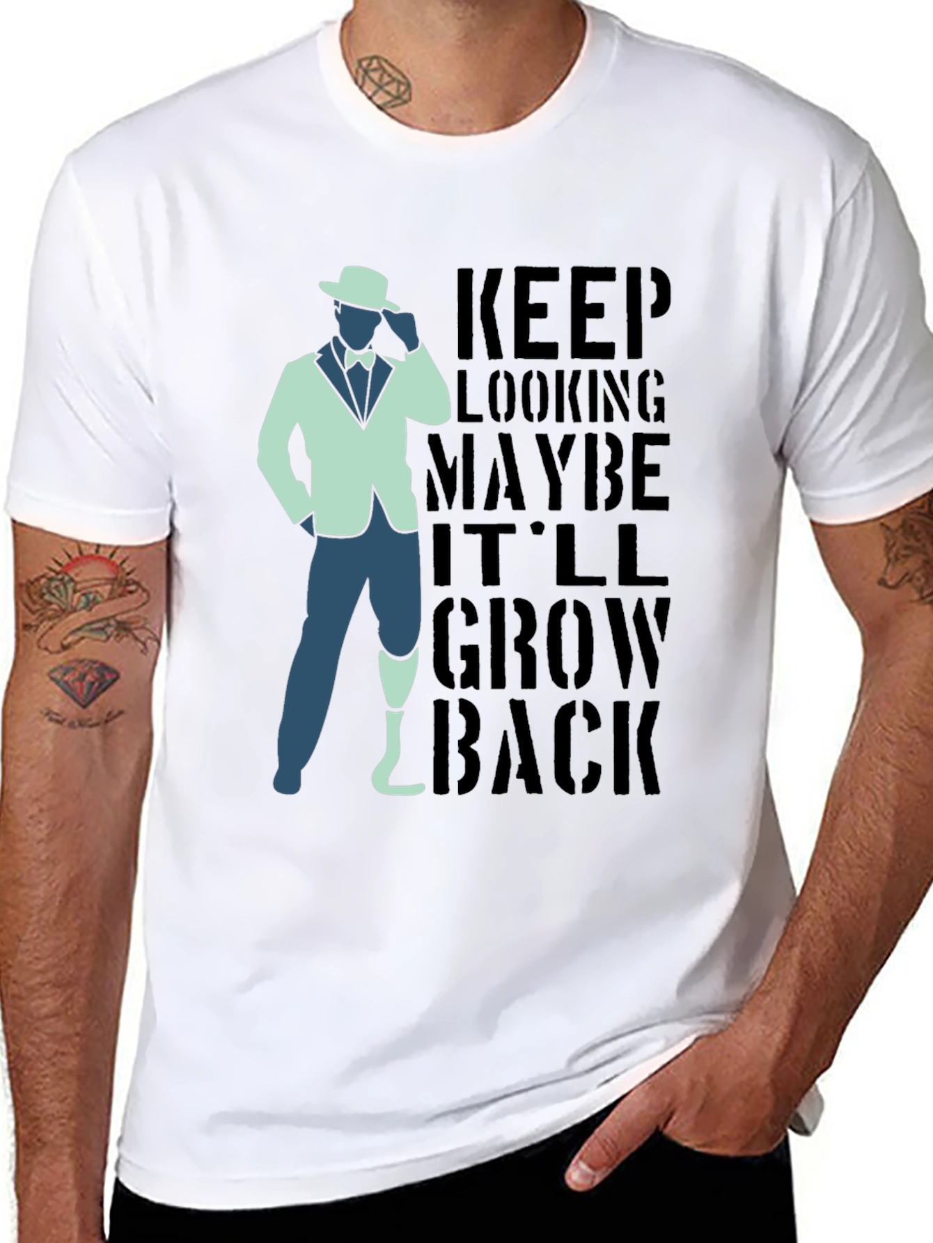 Black Keep Looking Humor Graphic T-Shirt view 8