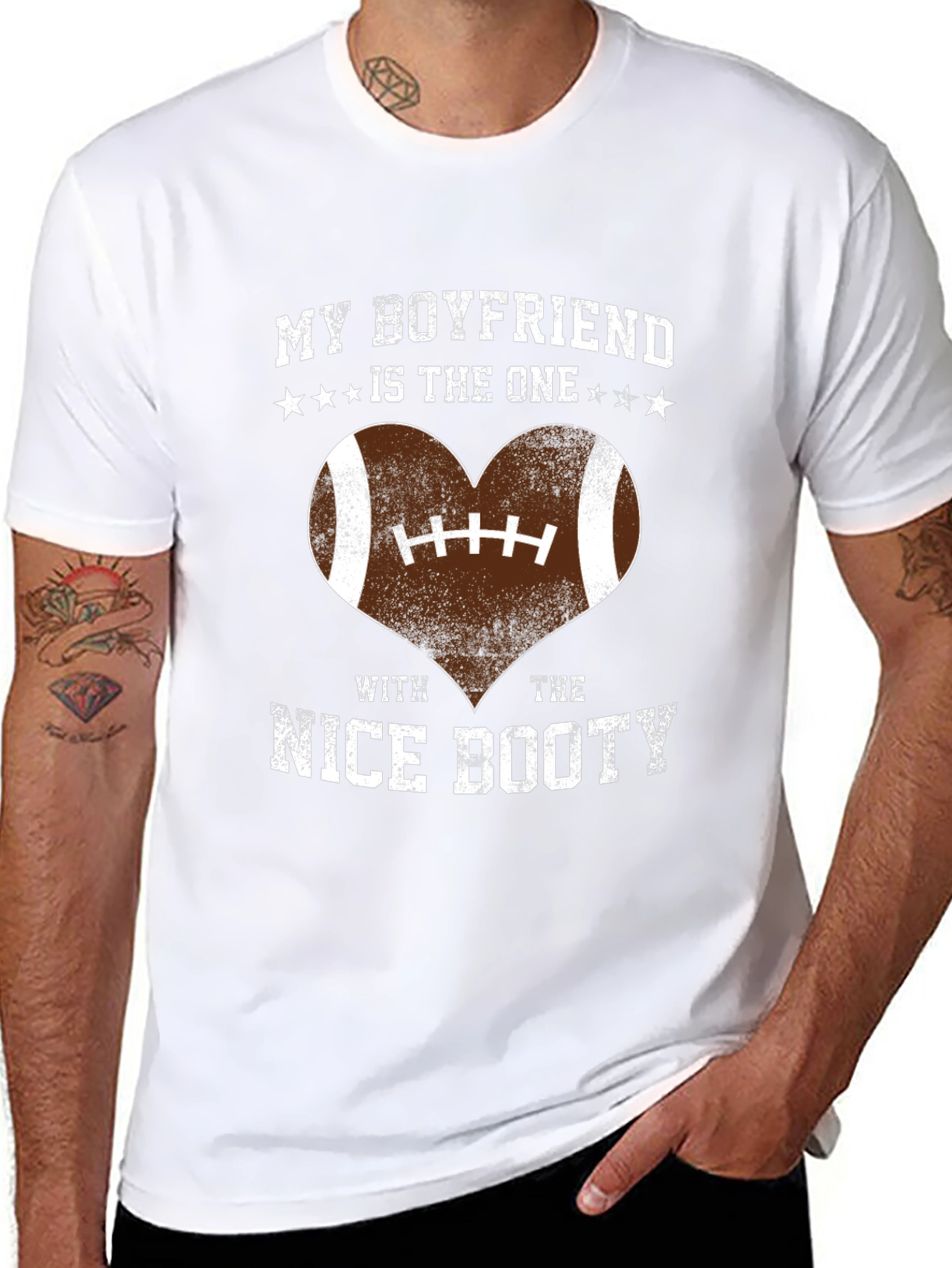 Black Boyfriend Nice Booty Football Heart T-Shirt view 8