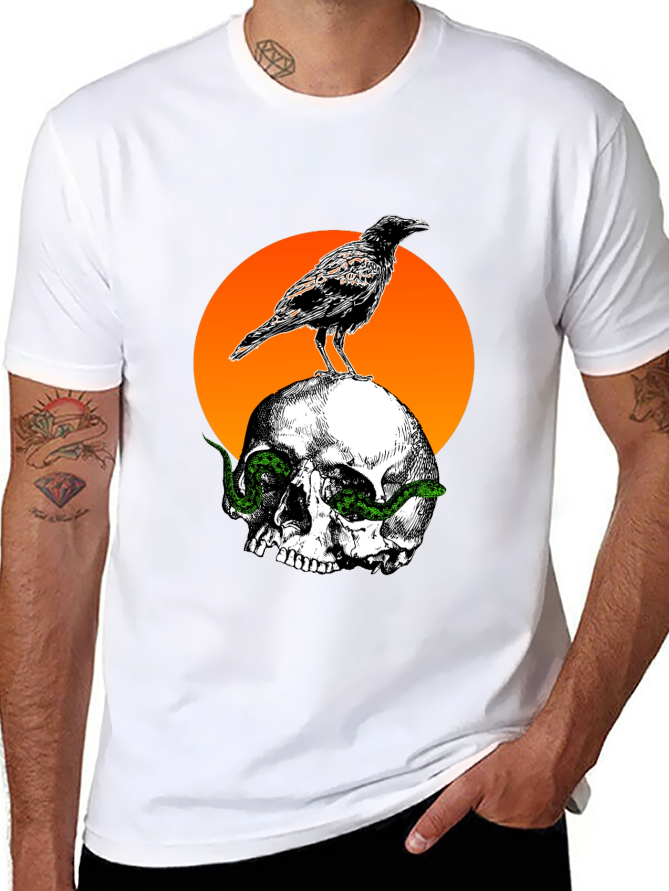 Black Raven Skull Graphic Tee - Unique Design view 8