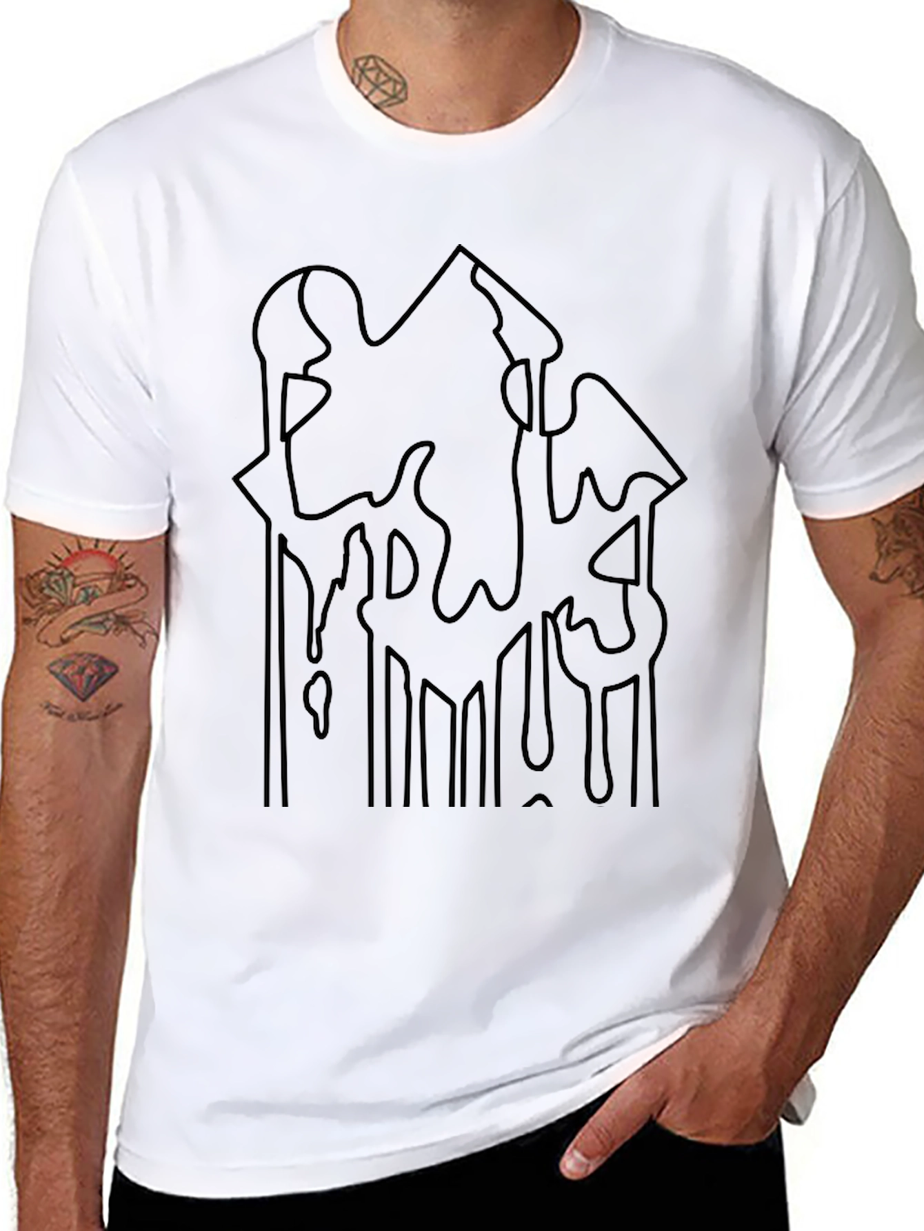 Black Abstract Graphic Black T-Shirt for Men view 8