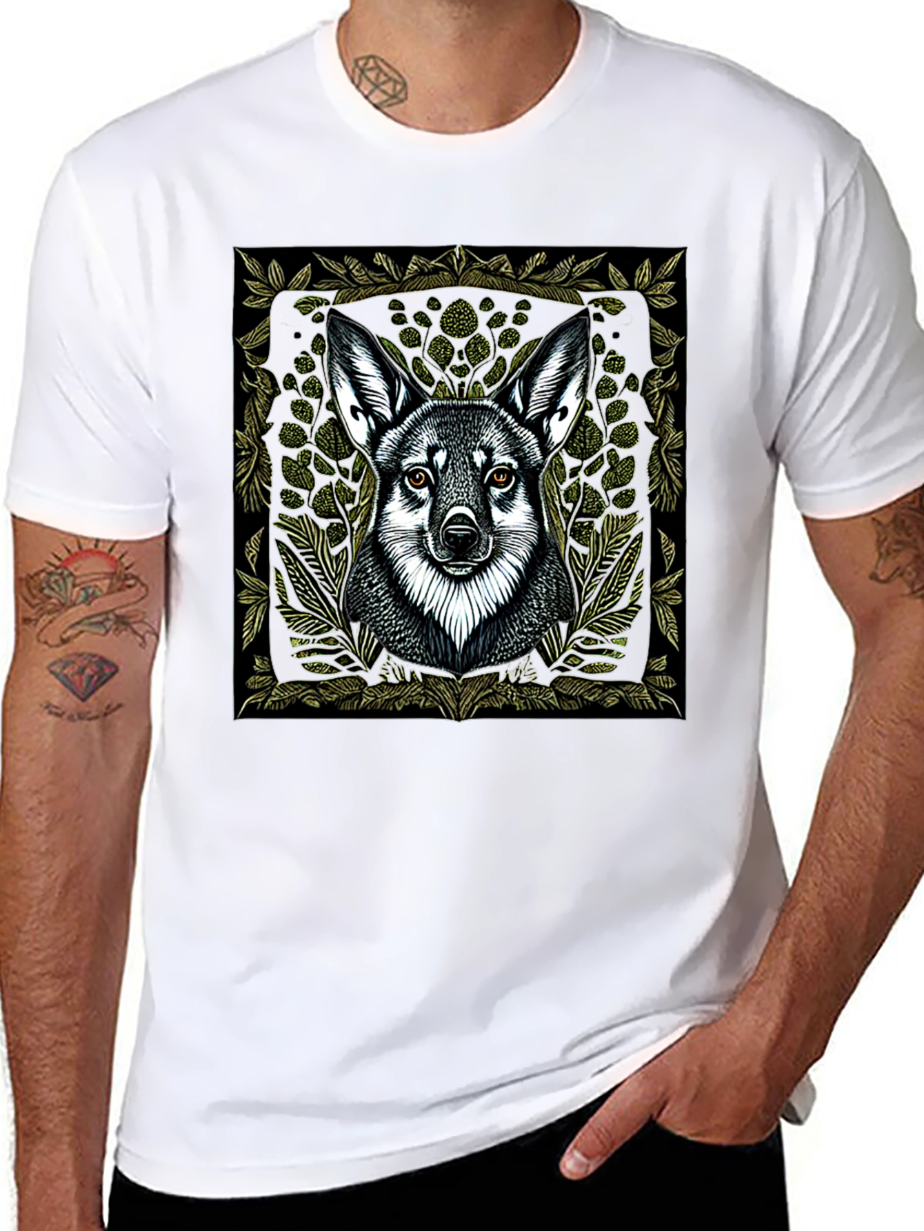 Black Wolf Graphic Print Black T-Shirt view 8