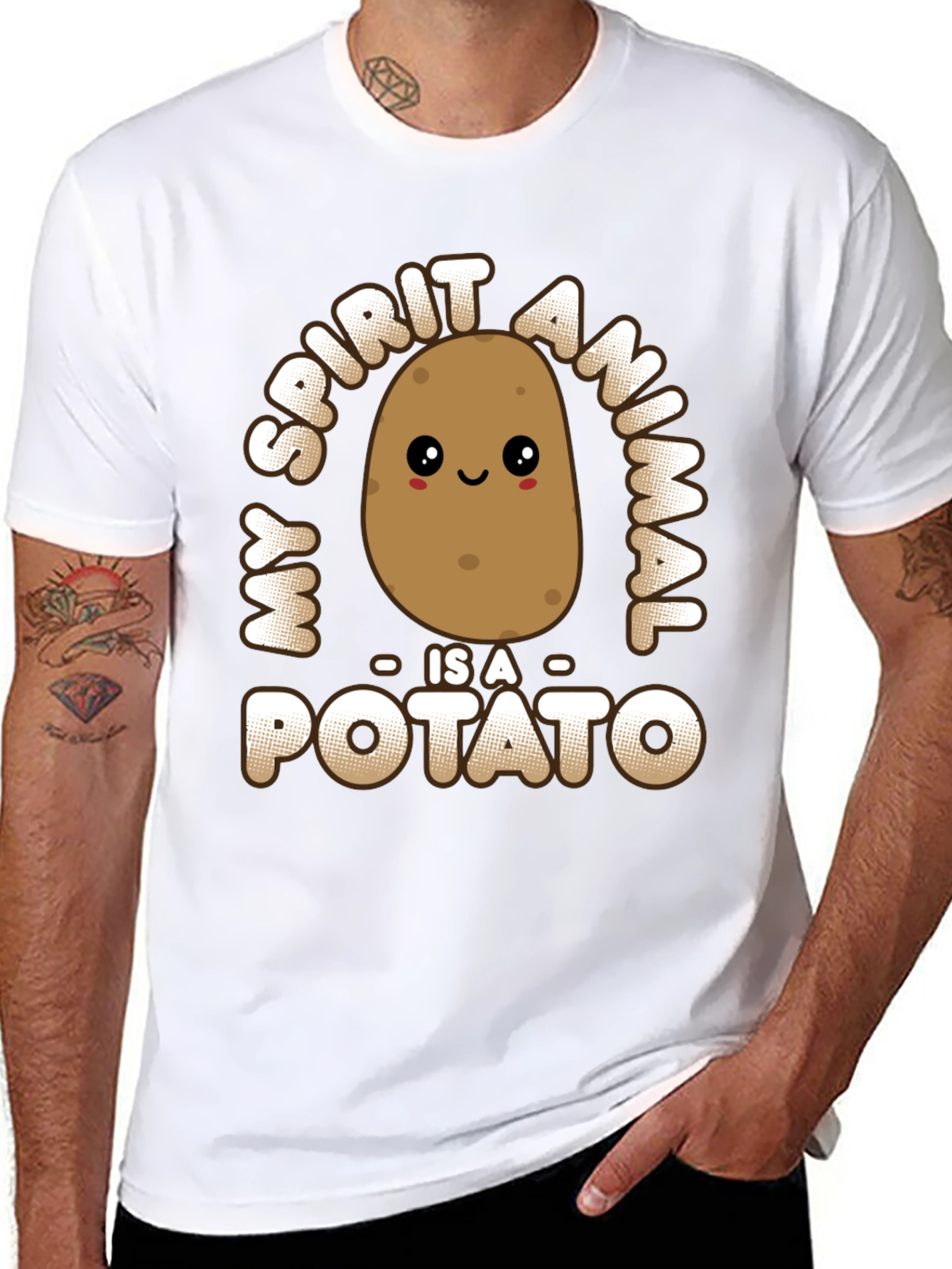 Black My Spirit Animal is a Potato Funny Graphic Tee view 8