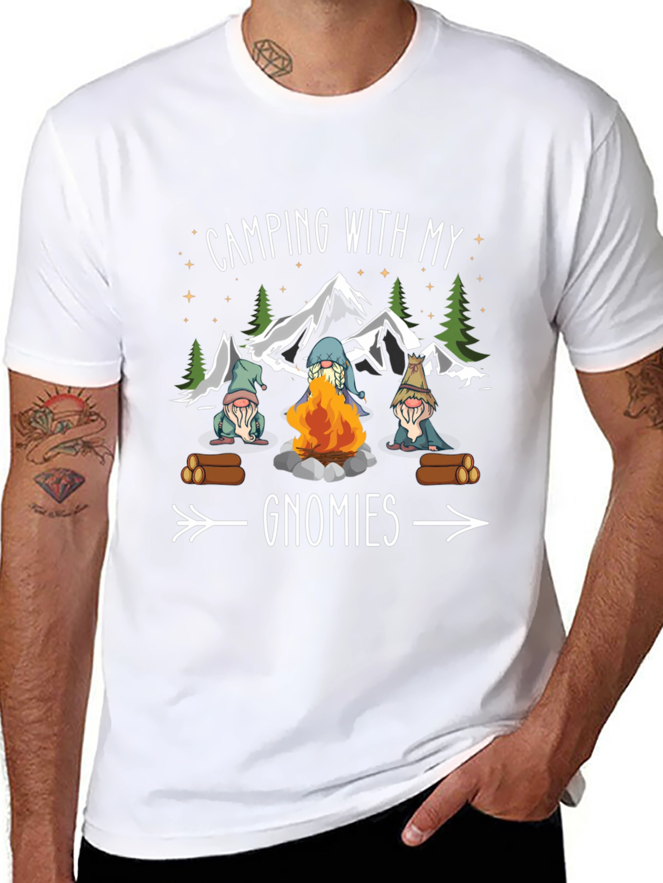 Black Camping with My Gnomies T-Shirt - Black view 8
