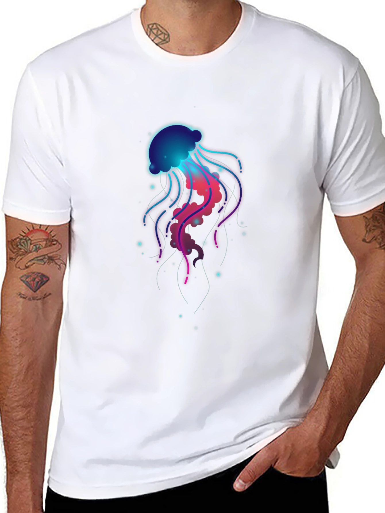 Black Neon Jellyfish Graphic T-Shirt - Unique Design view 8