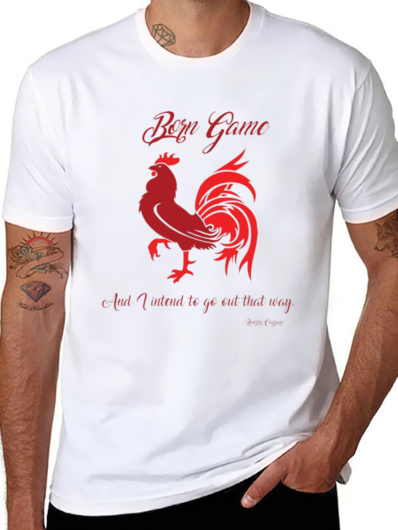 Black Born Game Rooster Graphic Tee - Black view 8