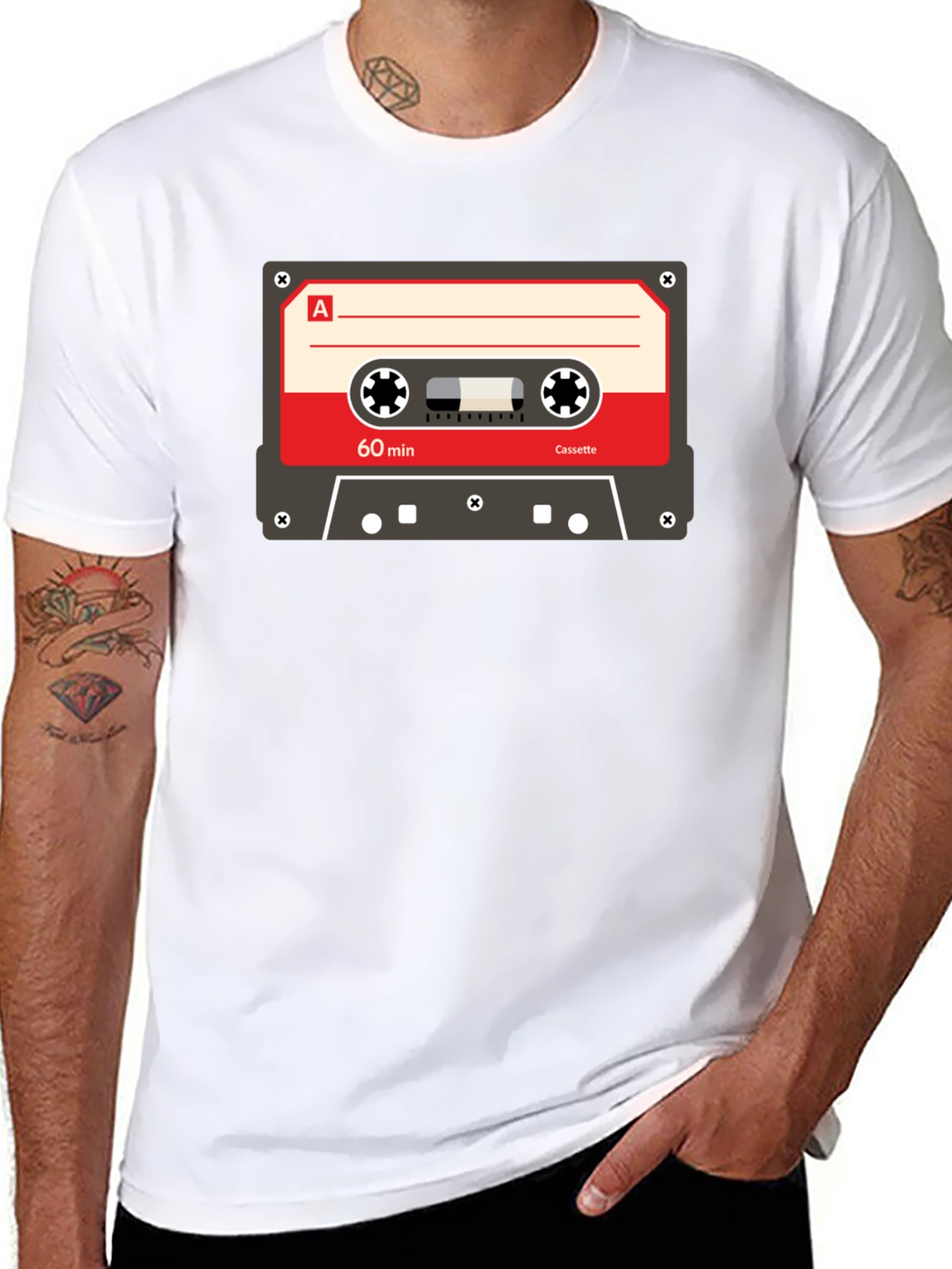 Black Retro Cassette Tape Graphic T-Shirt - Vintage Music Tee view 8