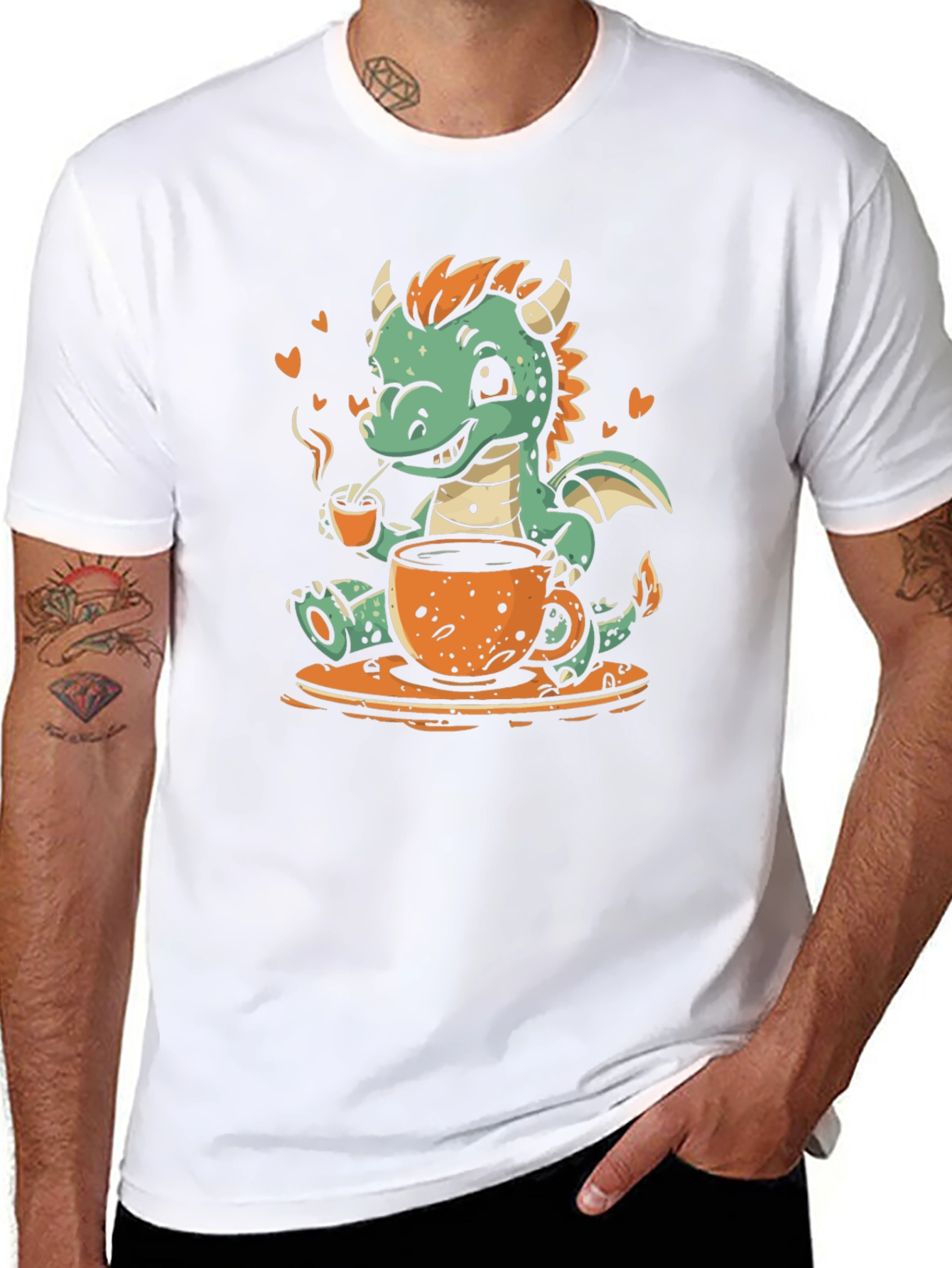 Black Cute Dragon Coffee Lover Graphic Tee view 8
