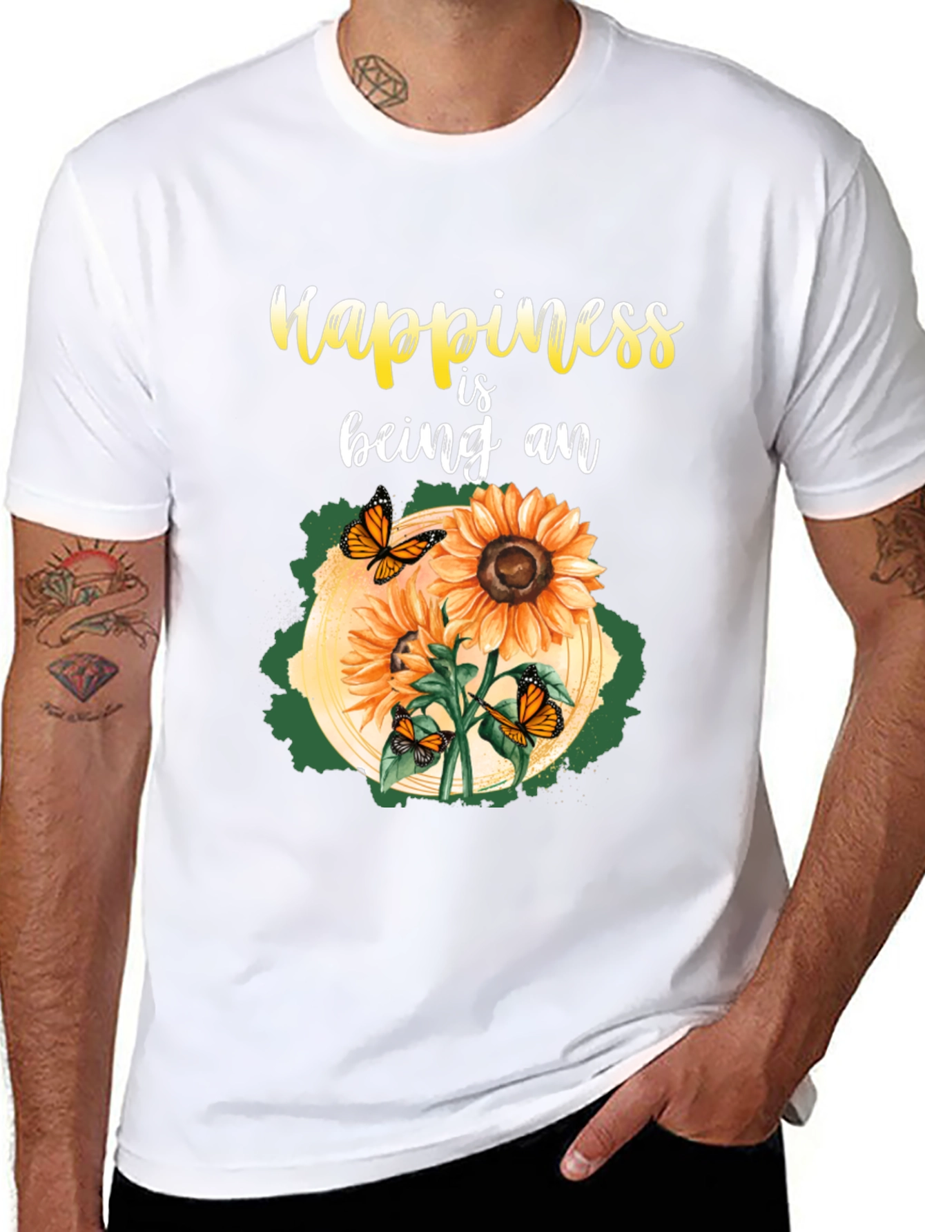 Black Happiness Sunflower Graphic T-Shirt view 8