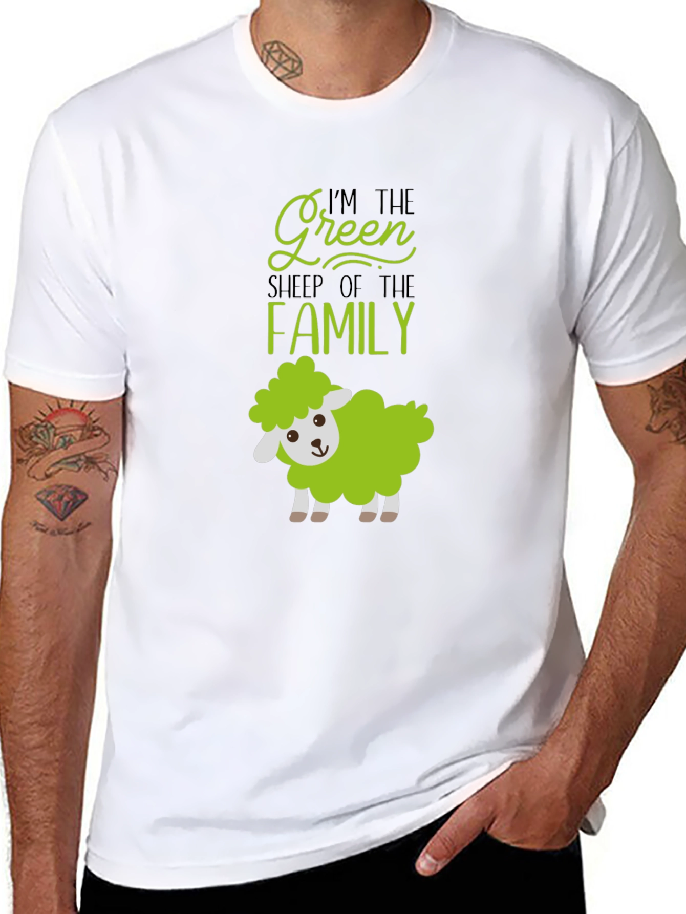 Black Green Sheep of the Family T-Shirt view 8