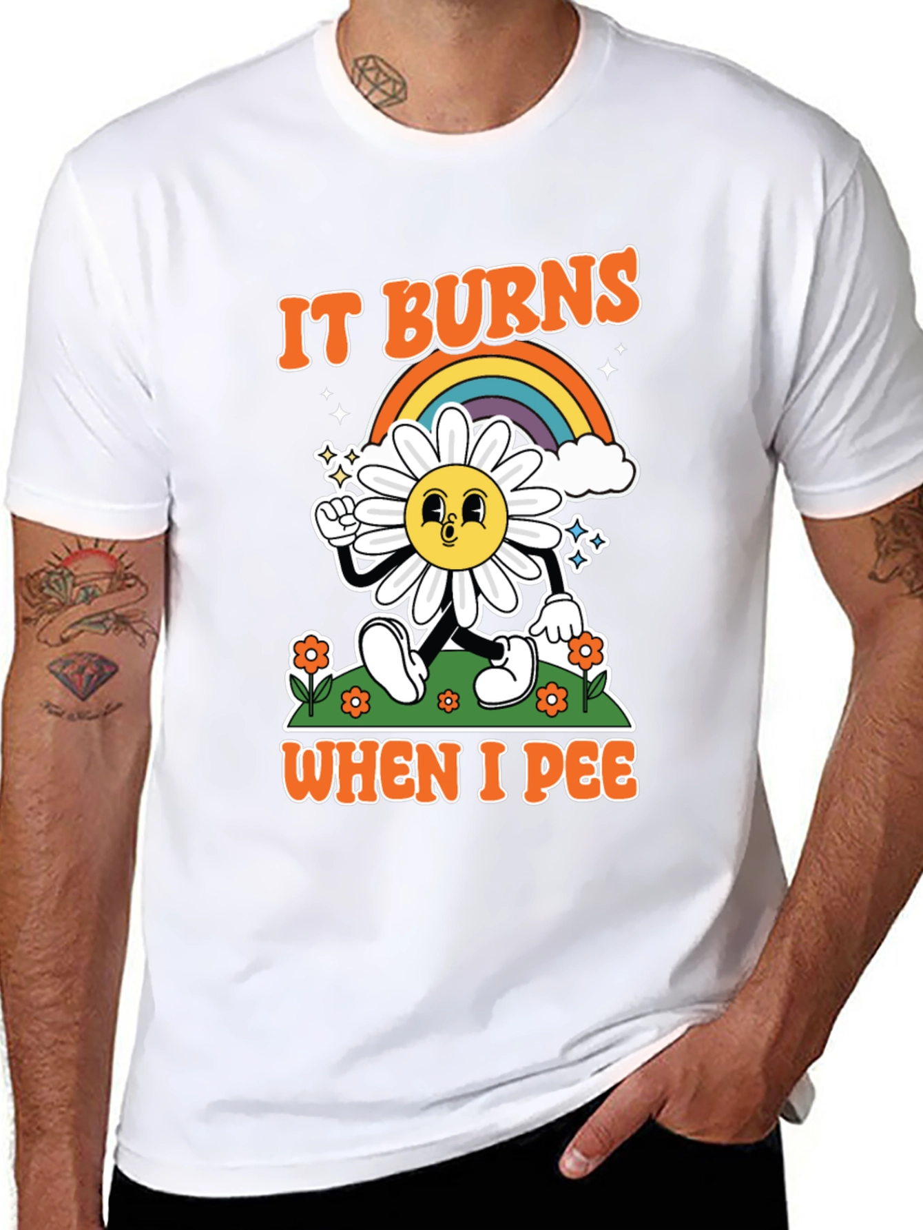 Black Funny It Burns When I Pee Graphic T-Shirt view 8