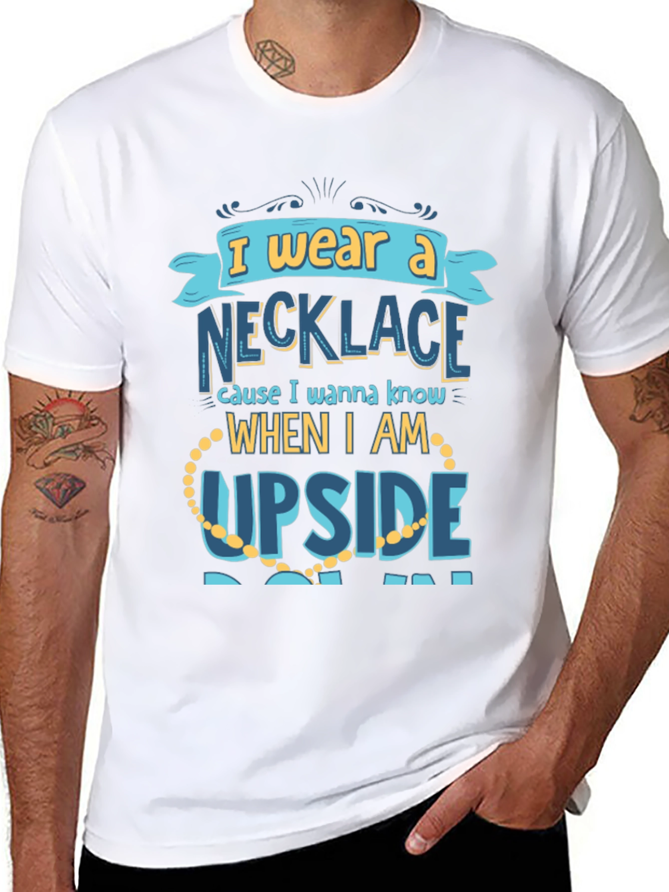Black Funny Necklace T-Shirt - I Wear A Necklace view 8