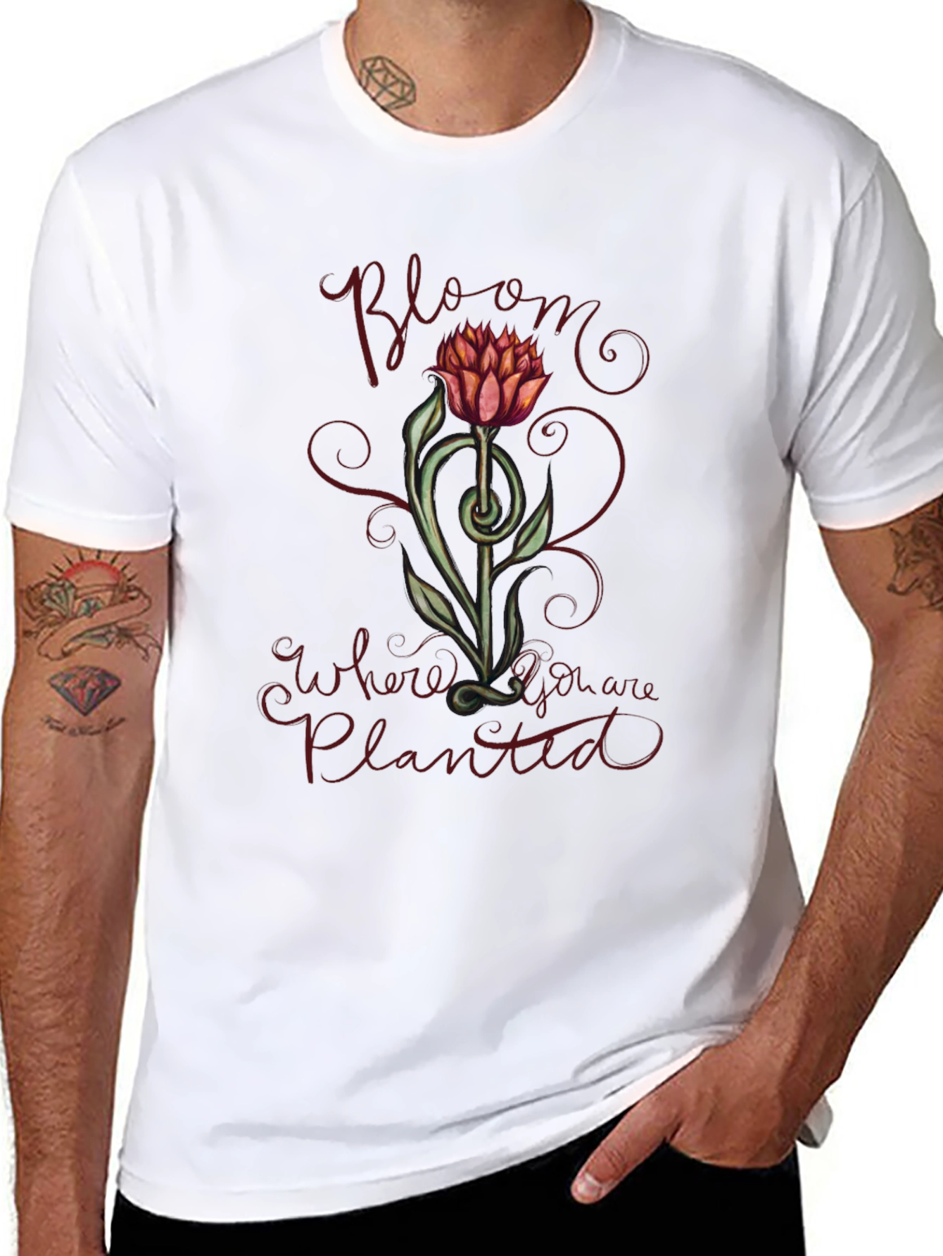 Black Bloom Where You Are Planted Graphic Tee view 8