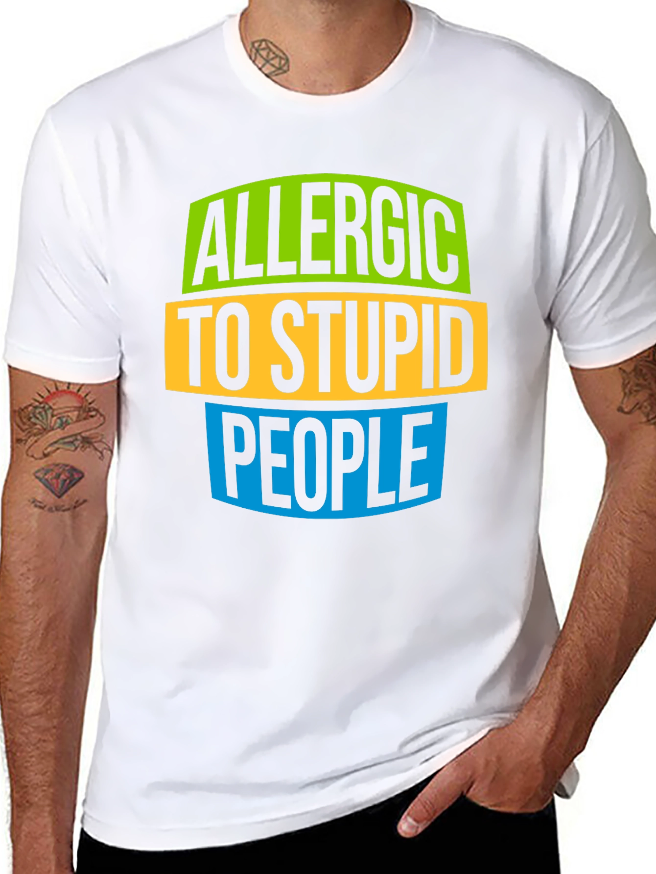 Black Allergic to Stupid People Graphic Tee view 8
