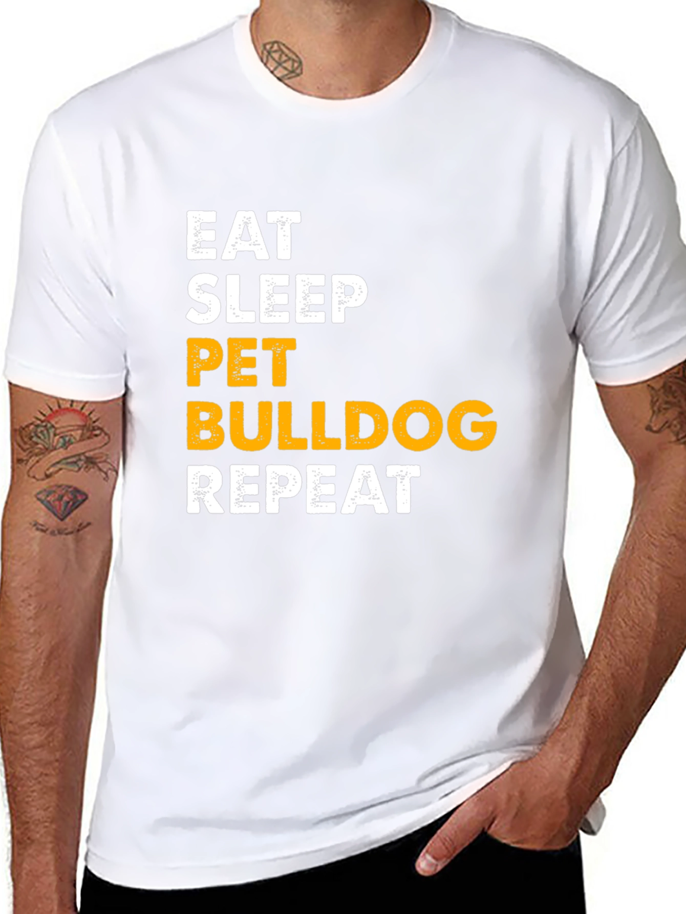 Black Eat Sleep Pet Bulldog Repeat Black T-Shirt view 8