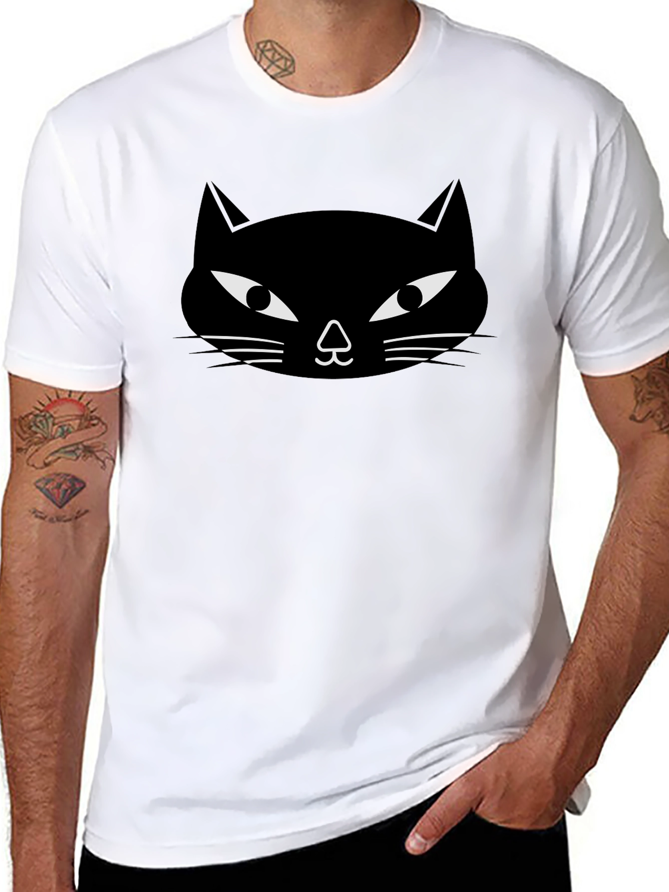 Black Black Cat Graphic Tee - Unisex Crew Neck view 8