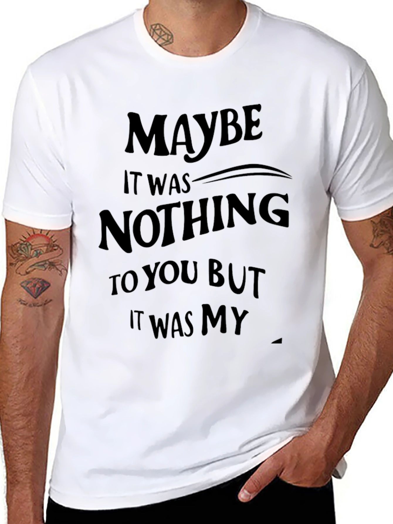 Black Maybe It Was Nothing Graphic Tee view 8