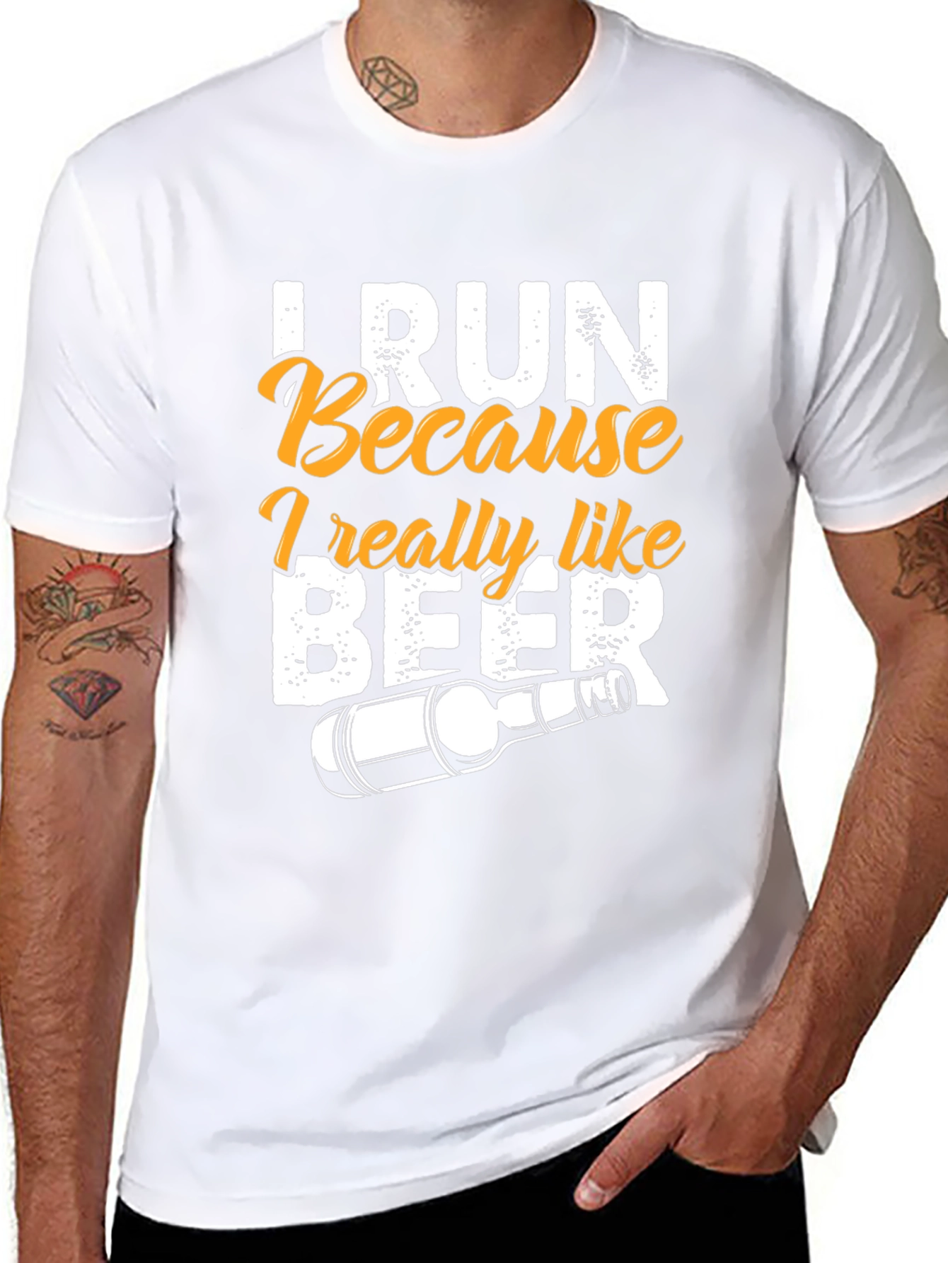Black I Run Because I Really Like Beer T-Shirt view 8