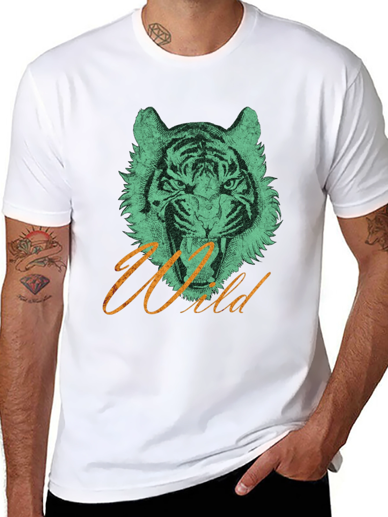 Black Wild Tiger Graphic Tee view 8