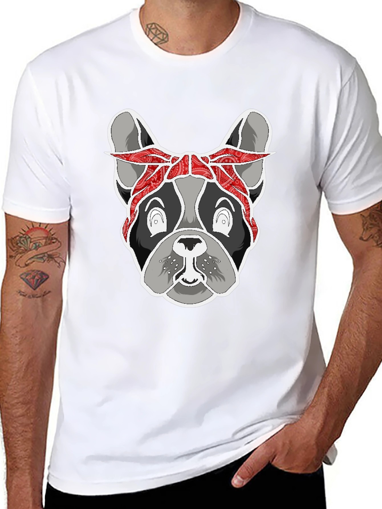 Black Gangster Bulldog Graphic Tee - Unisex view 8