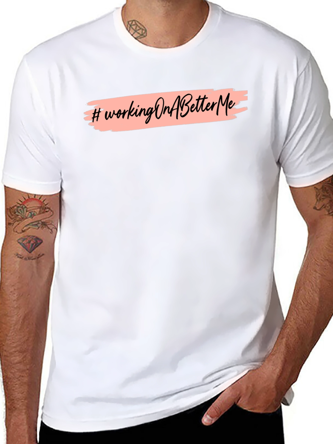 Black Working On A Better Me Graphic Tee view 8