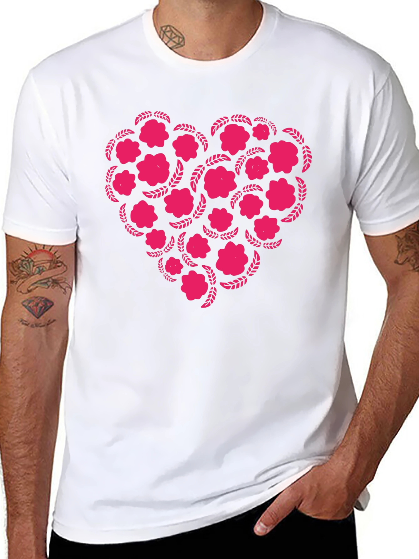Black Floral Heart Graphic Tee - Black view 8