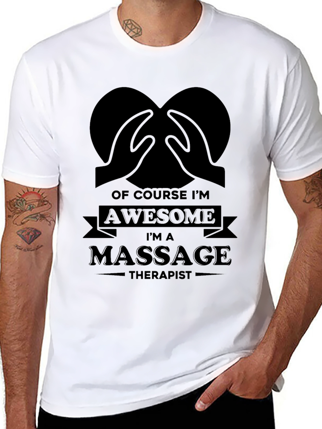 Black Awesome Massage Therapist Black Graphic Tee view 8