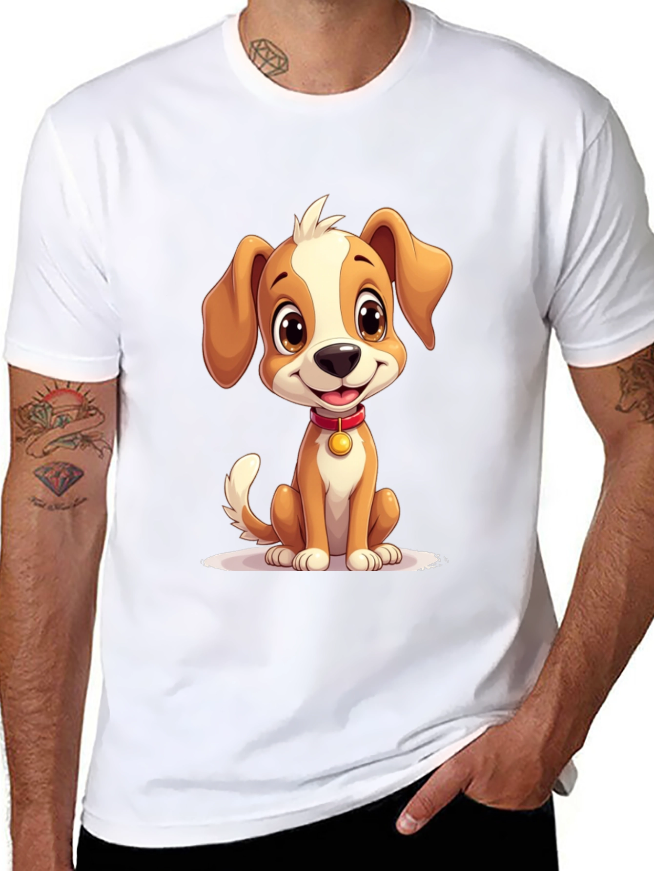 Black Cute Puppy Graphic T-Shirt - Soft Cotton Blend view 8