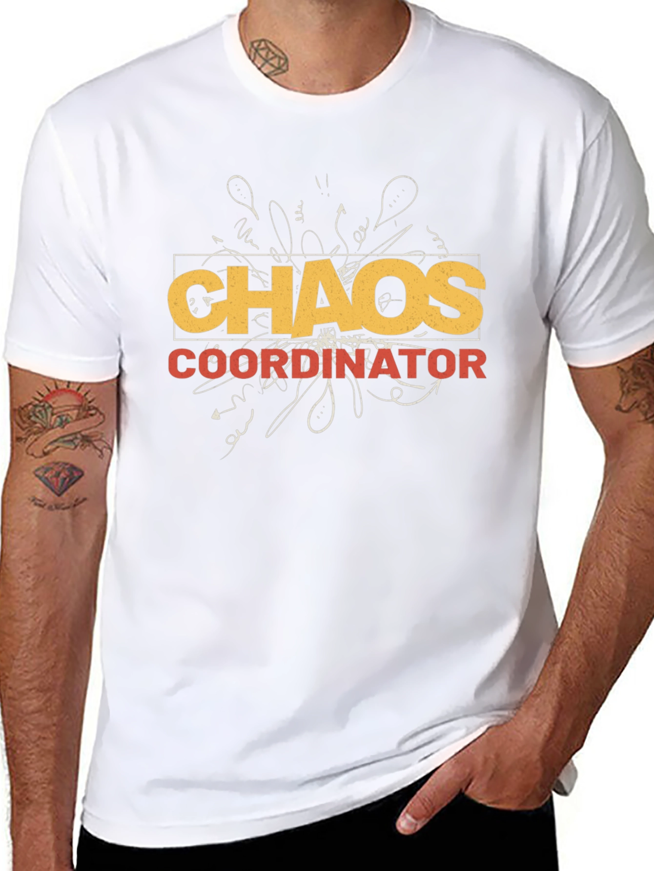 Black Chaos Coordinator Graphic Tee -  Novelty Men's T-Shirt view 8