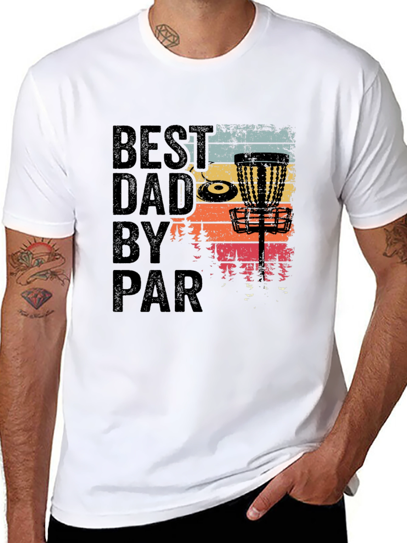 Black Best Dad by Par Disc Golf T-Shirt view 8