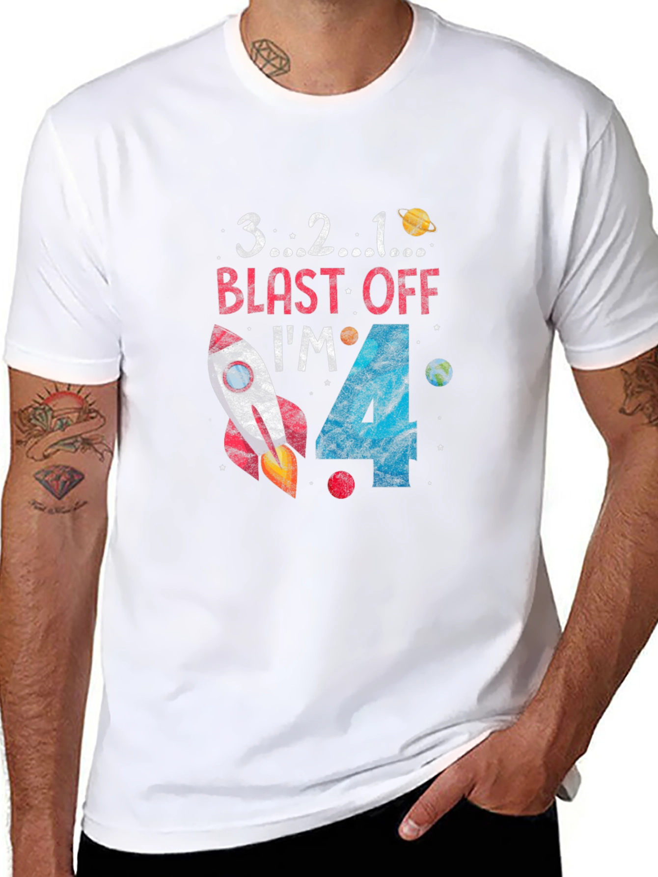 Blast Off 4th Birthday Kids T-Shirt - 8
