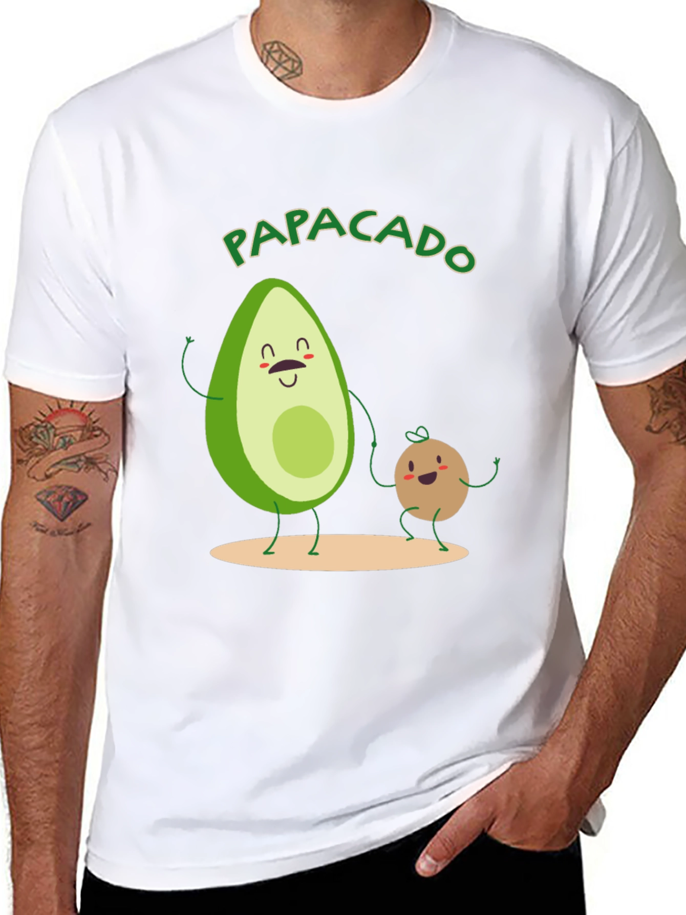 Black Papacado Men's T-Shirt - Avocado Dad Father's Day Tee view 8